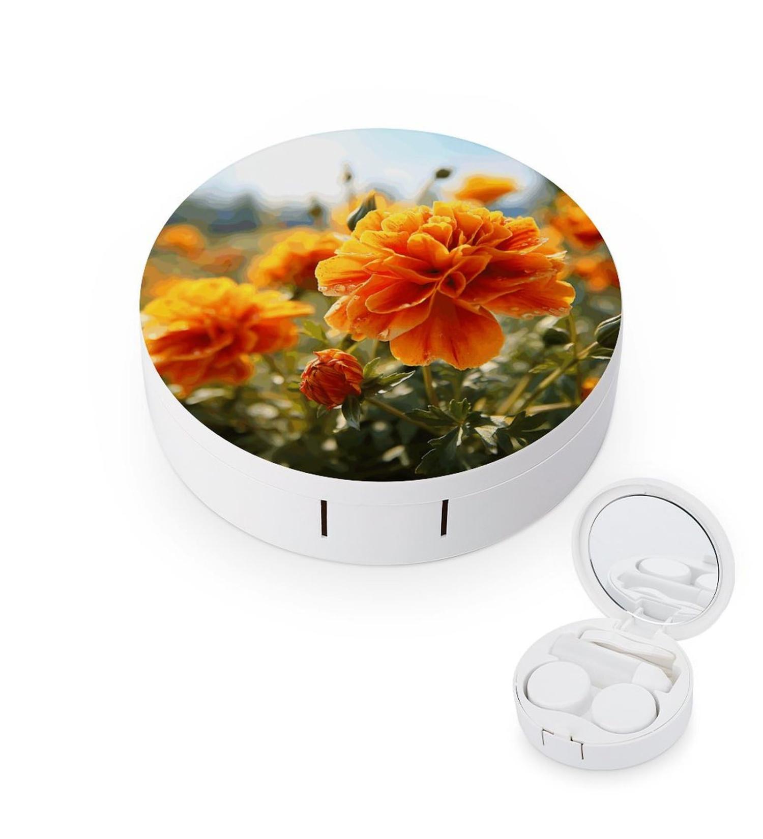 Marigold Flower Contact Lens Case - Autumn Floral Print Travel Care Box - Buy Online on GoSupps.com
