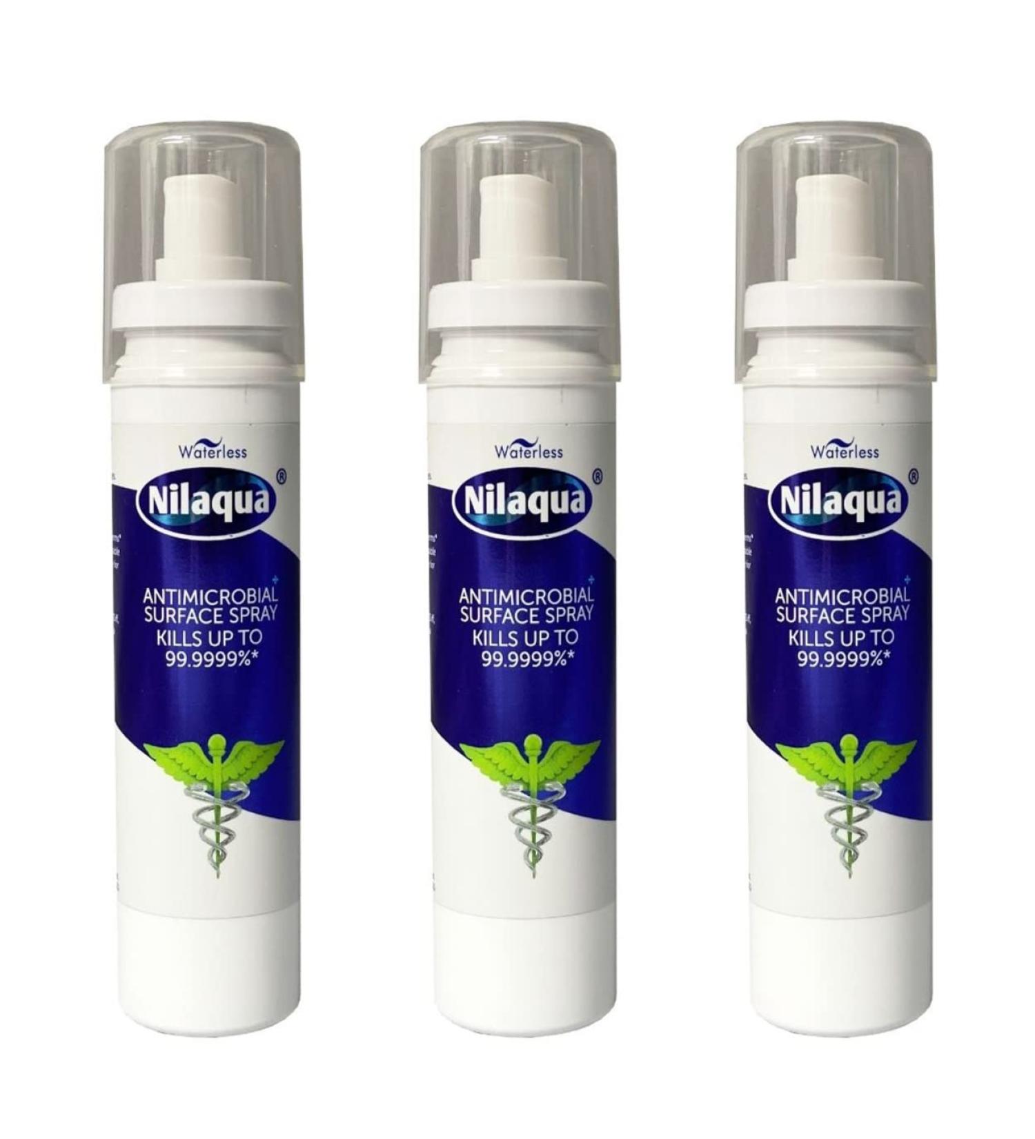 Nilaqua Surface Spray Pocket Sized For On The Go Hygiene Alcohol Free and Gentle To All Surfaces 100ml Trio Pack 100 ml (Pack of 3)