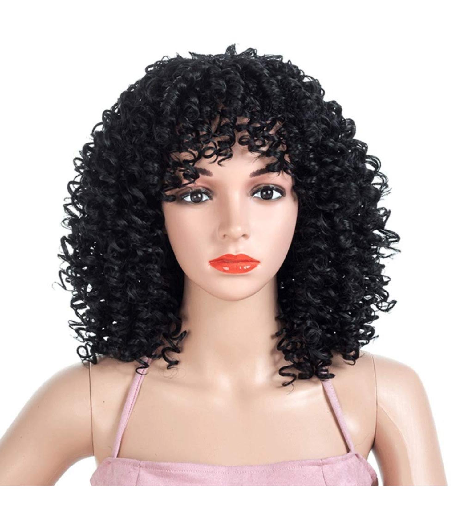 SHIYID Short Black Curly Wigs for Women Brown Afro Wig with Pony Heat Resistant Red Hair