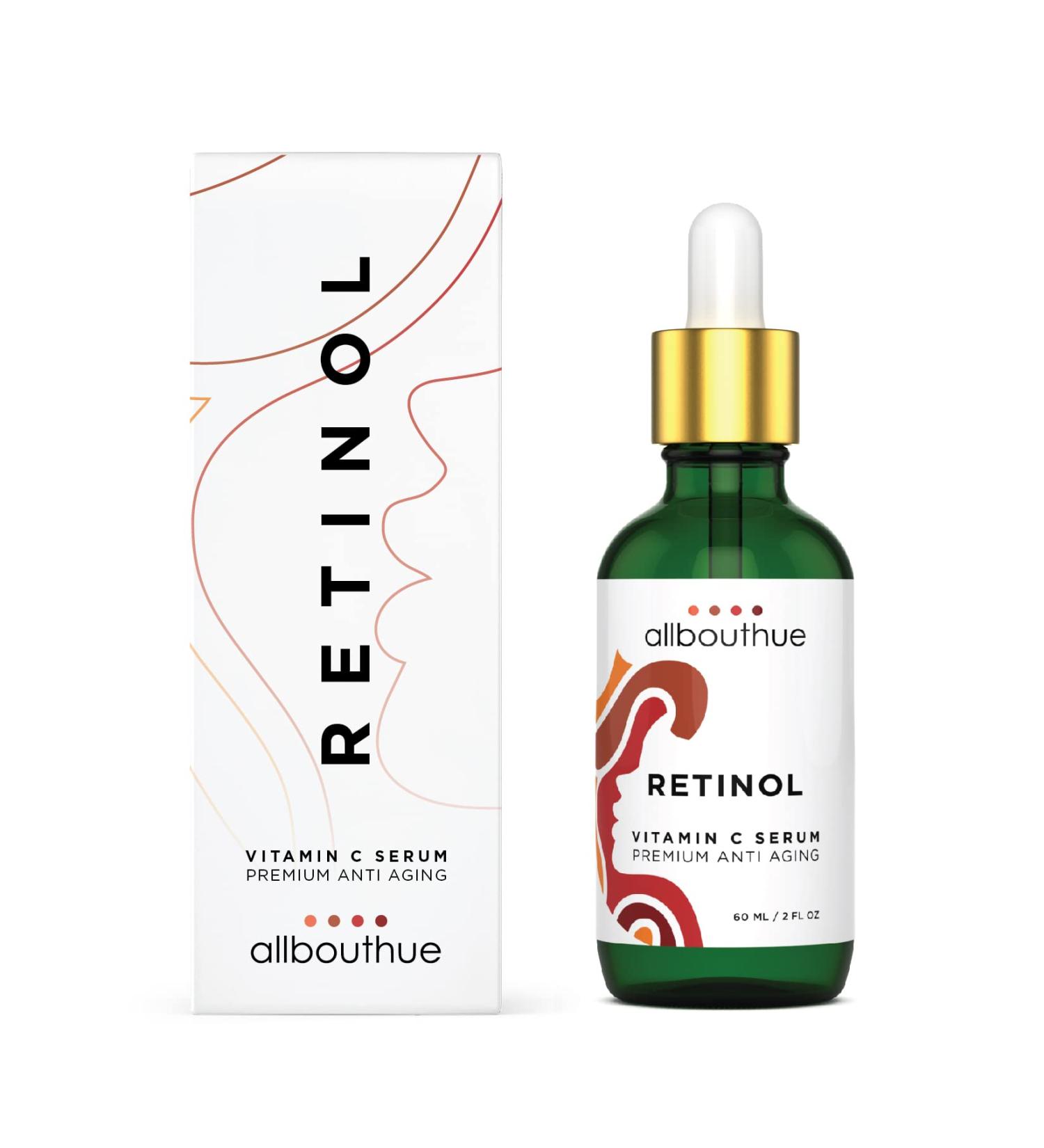 AllBoutHue Retinol Face Serum - Vitamin C & Niacinamide | 100% Vegan Organic Anti-Aging Solution for All Skin Types | 2.0 oz - Buy Online on GoSupps.com
