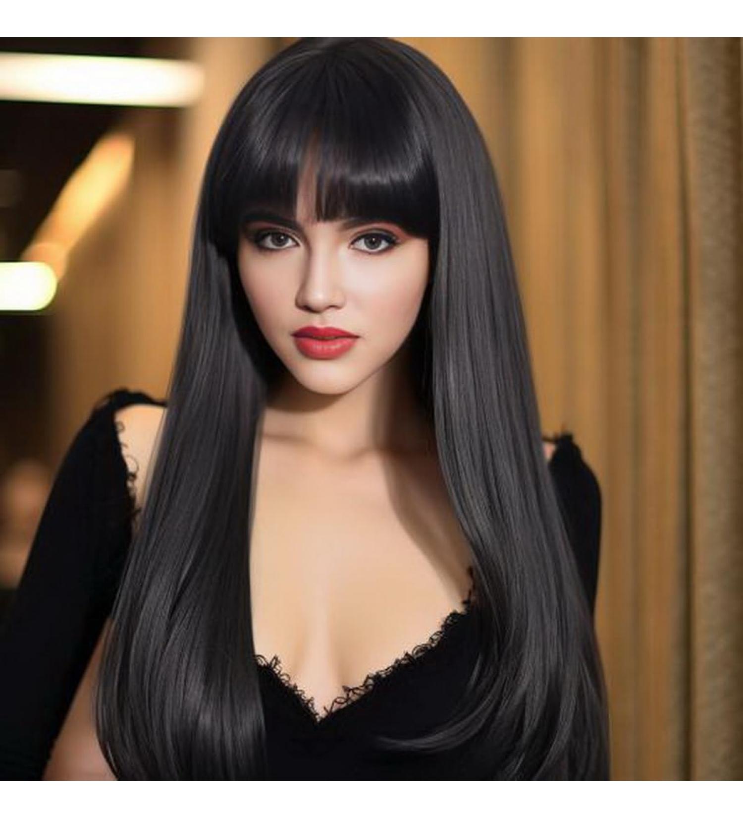 BERRYLION Black Wig with Bangs|Synthetic Wigs for Women|Straight Long Black Wigs for Black Women 27 inch Black-Straight - Buy Online on GoSupps.com