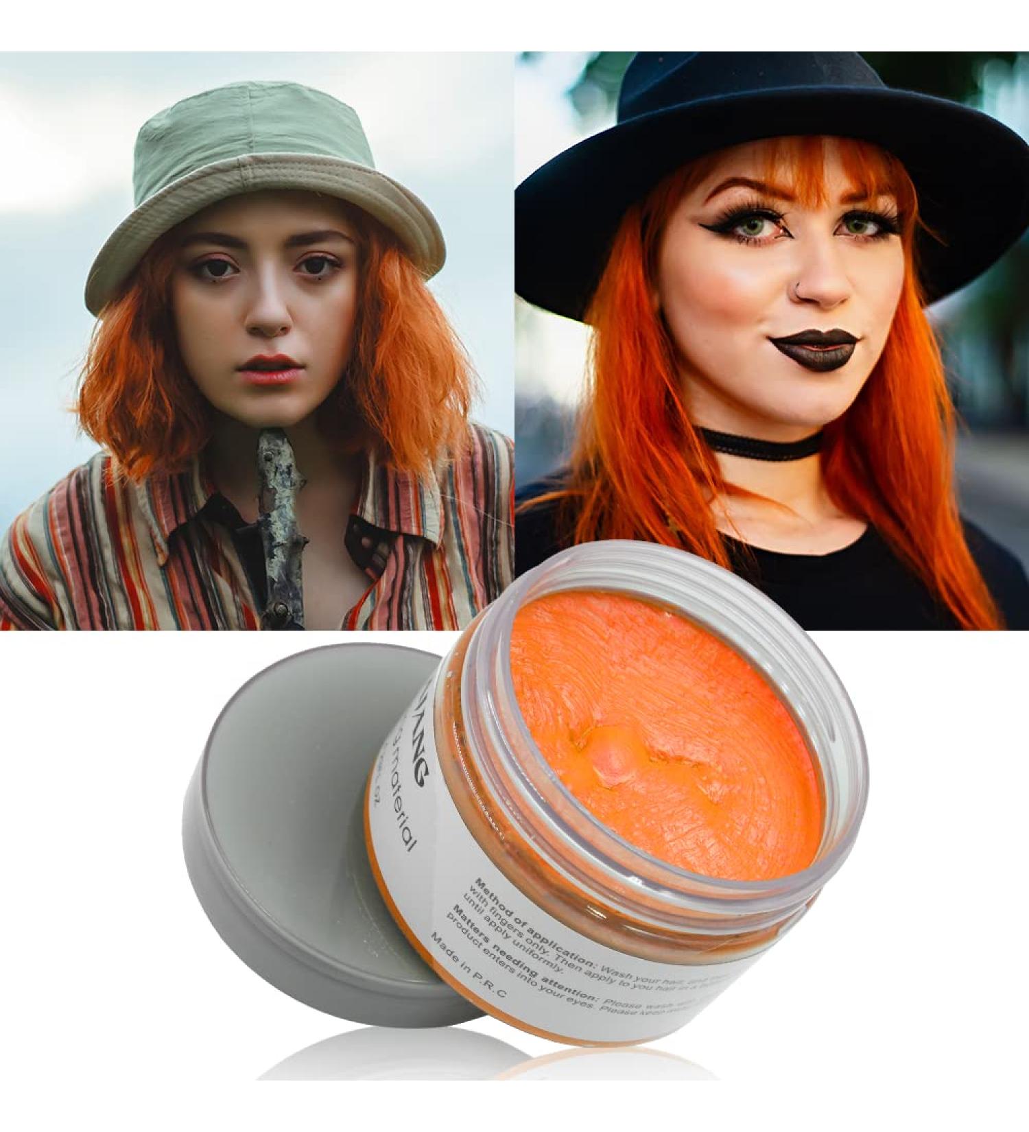 Temporary Orange Hair Color | Styling Pomade Wax for Men & Women | Perfect for Parties Cosplay & Halloween - 4.23 oz - Buy Online on GoSupps.com