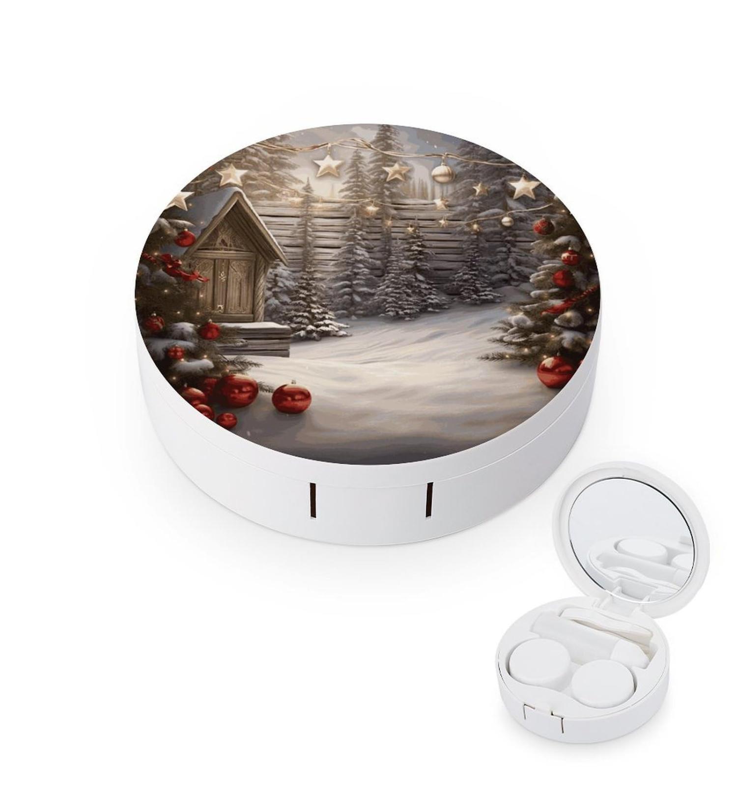 Portable Christmas Wood Contact Lens Case - Travel Storage Box for Contacts - Buy Online on GoSupps.com
