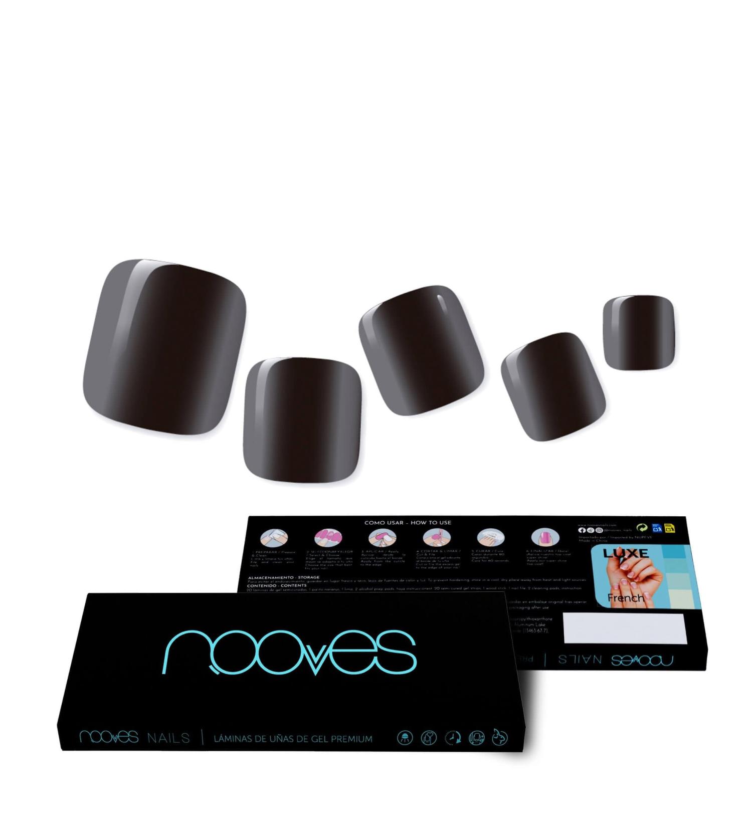  NOOVES NOOVES NAILS - Premium Pre-Curved Gel Toenail Polish - Onyx Black - Semi-Permanent Gel Polish | Pedicure Nail Design | Self-Adhesive Gel Nail Sheets - Buy Online on GoSupps.com