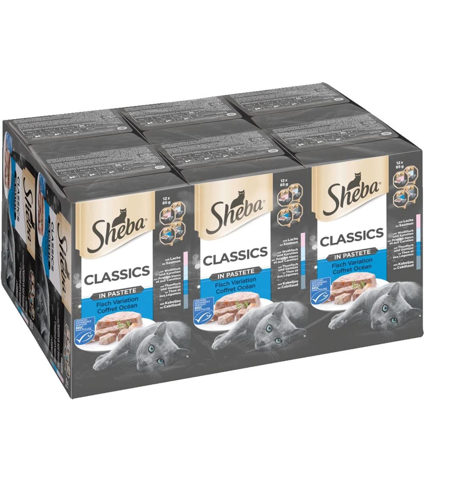 SHEBA Bowl Multipack Classics in Pate Fish Variation - MSC Certified 6x12x85g (72 Pack) - Premium Cat Food for International Shipping - Buy Online on GoSupps.com