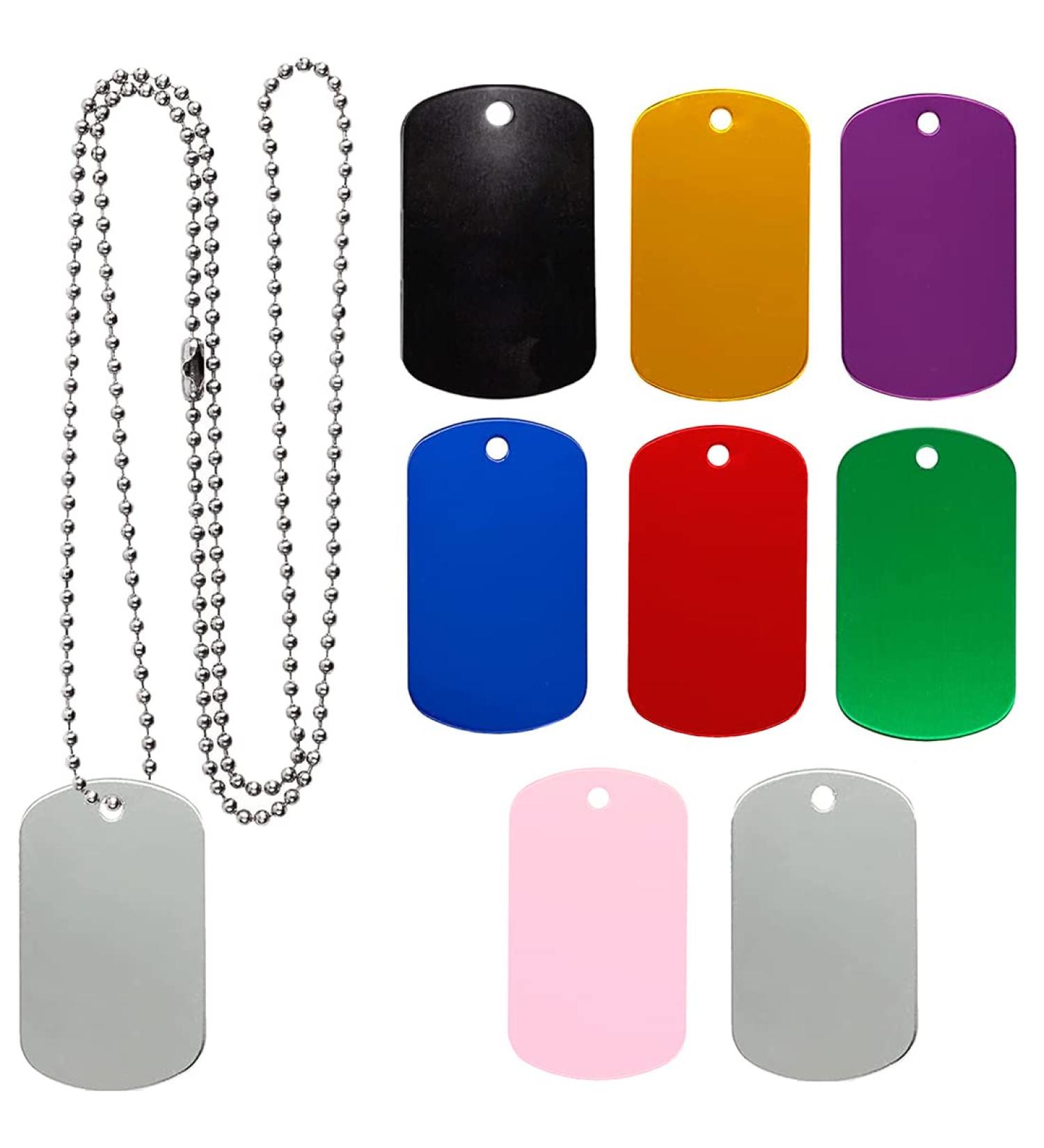 24 Pack Anodized Aluminum ID Tags for Laser Engraving with Ball Chains - Multi Colored - Buy Online on GoSupps.com