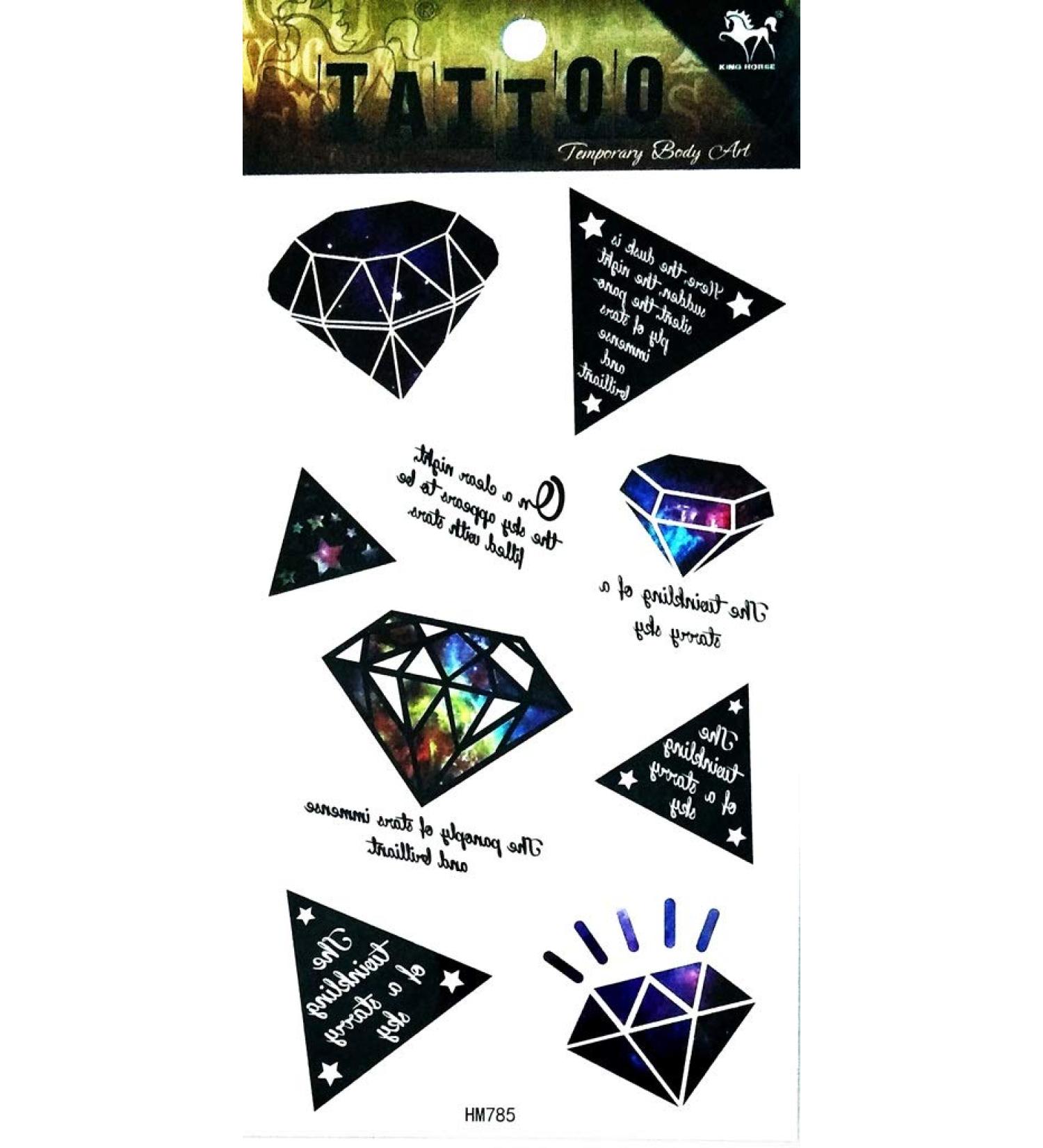 PP TATTOO 1 Sheet Diamond Star Galaxy Temporary Tattoo Stickers Waterproof Body Arm Tattoo Sticker for Men Women Make up Fake Tattoo Removable Tattoos cm33