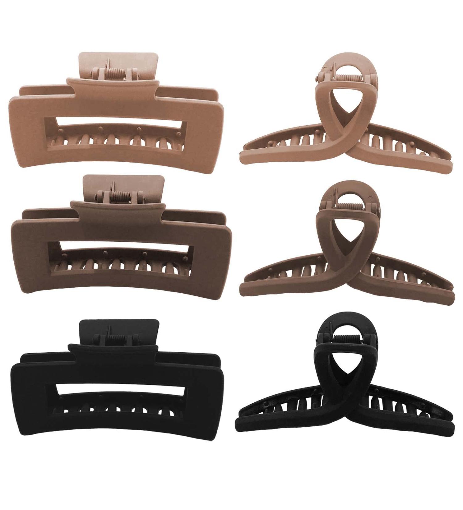 6 Pack Large Claw Hair Clips for Thick Hair - Strong Hold Matte Non-Slip Hair Claws for Women - Rectangle and Butterfly Design - Ideal for Thick, Thin, and Curly Hair (D-Color) - Buy Online on GoSupps.com