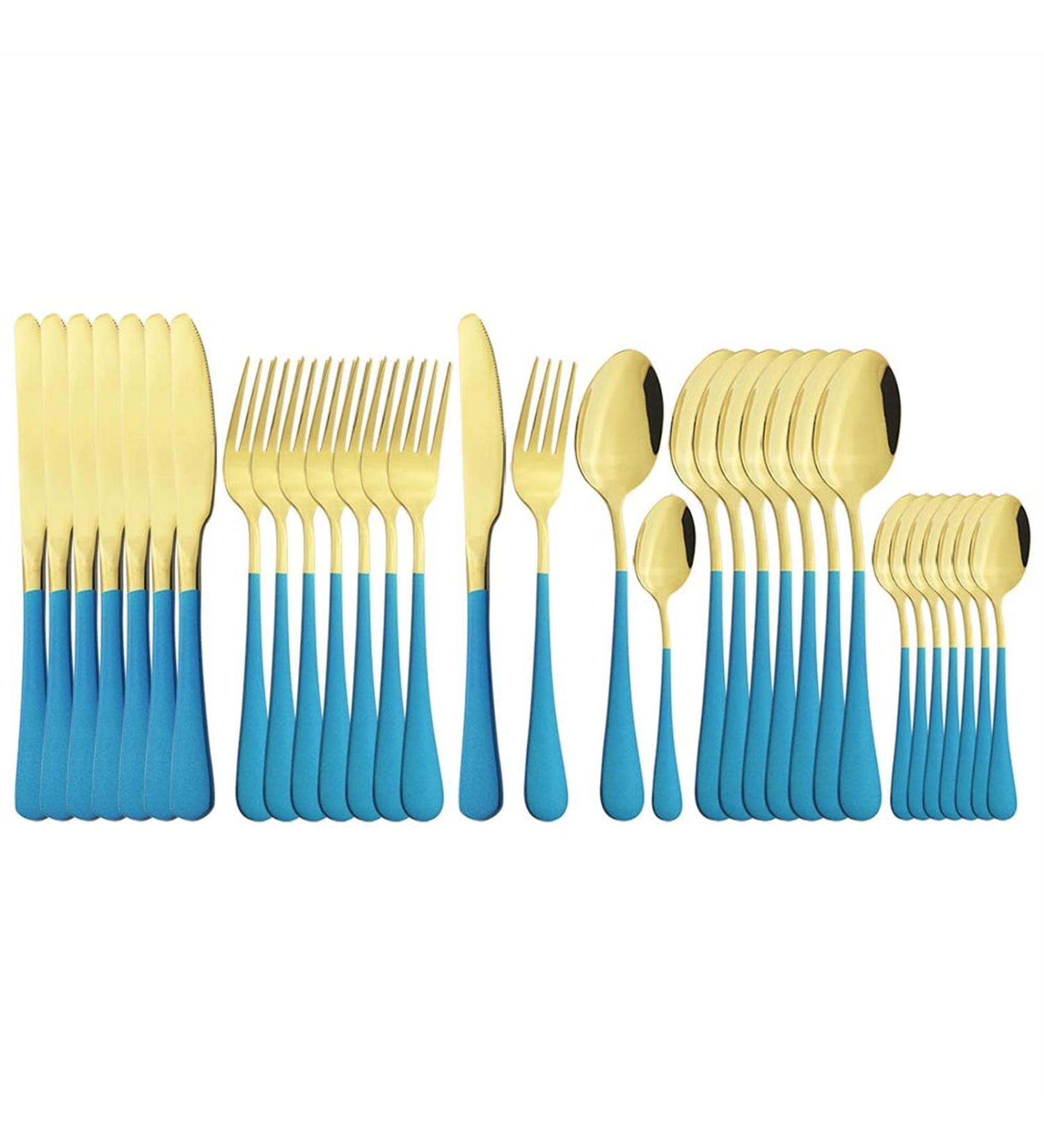 Cutlery Set 32Pcs Pink Cutlery Cutlery Set Stainless Steel Cutlery Dinner Knife Fork Spoon Cutlery Party Kitchen Supplies Set Stainless Steel Decoration - Buy Online on GoSupps.com