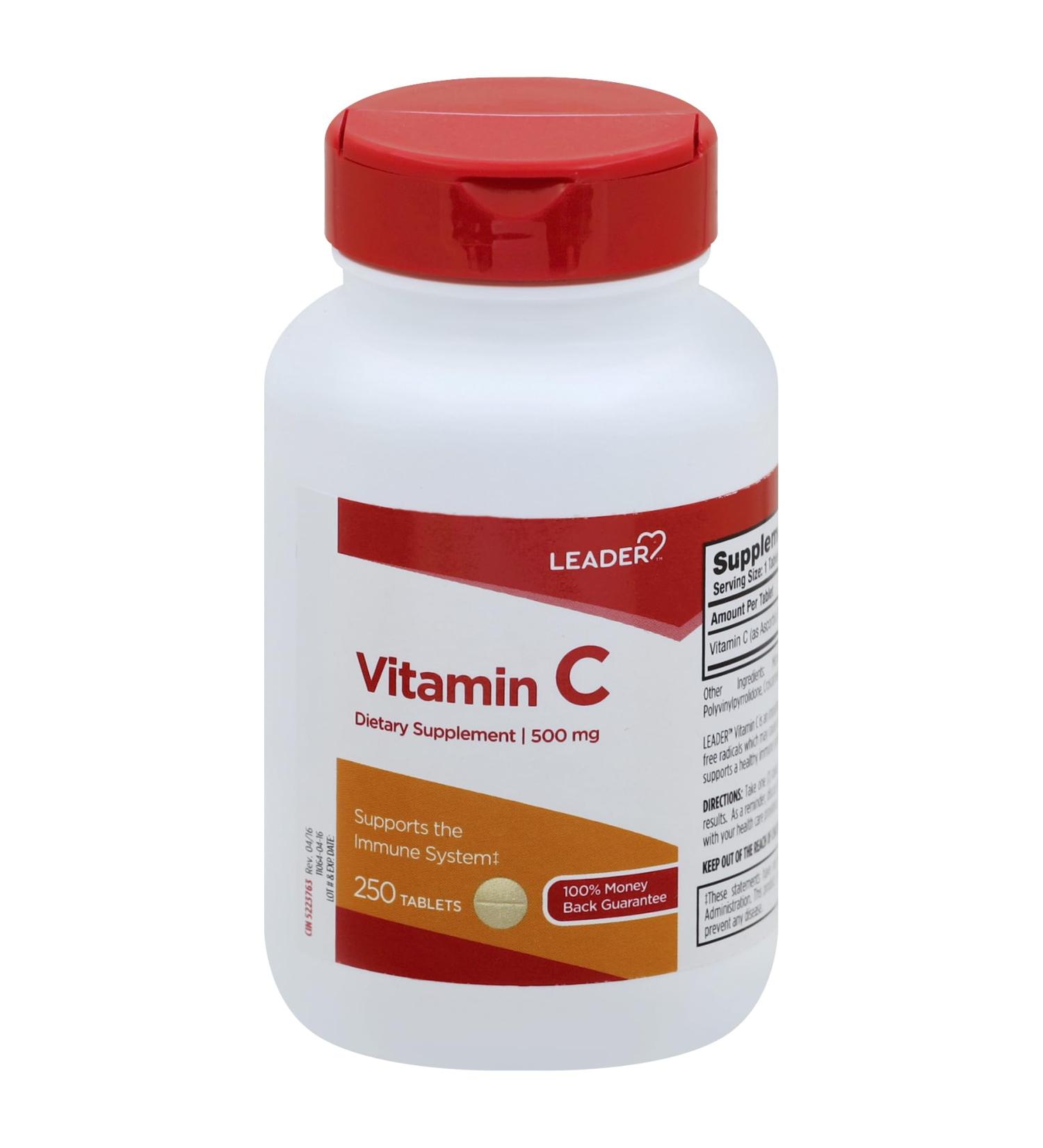 LEADER Vitamin C Tablet 500Mg 250 Count per Bottle (2 Pack) - Buy Online on GoSupps.com