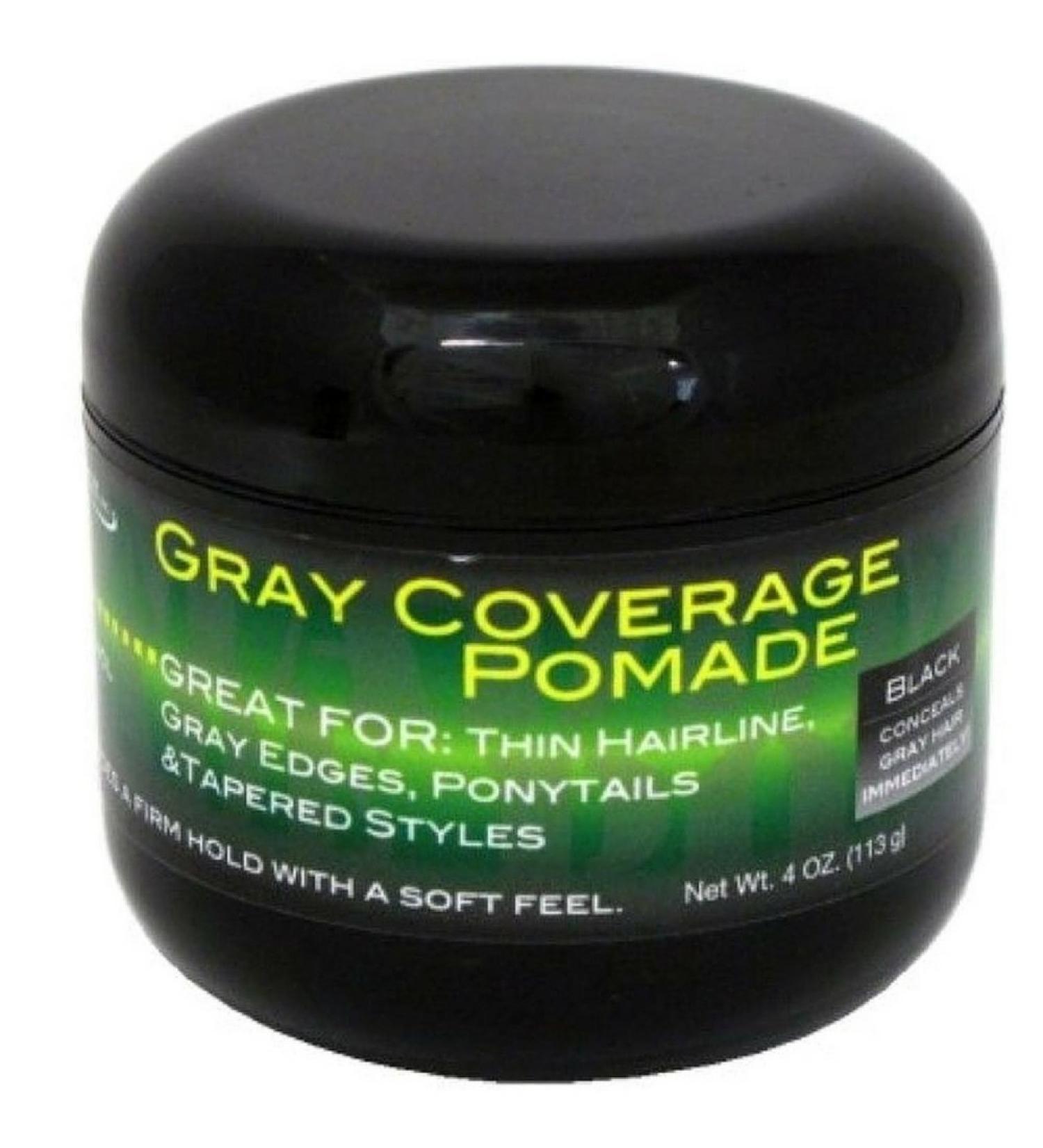 Swing It Inc. Gray Coverage Black Pomade 4 ounce. Non greasy color wax that fills in thinning hair line too.