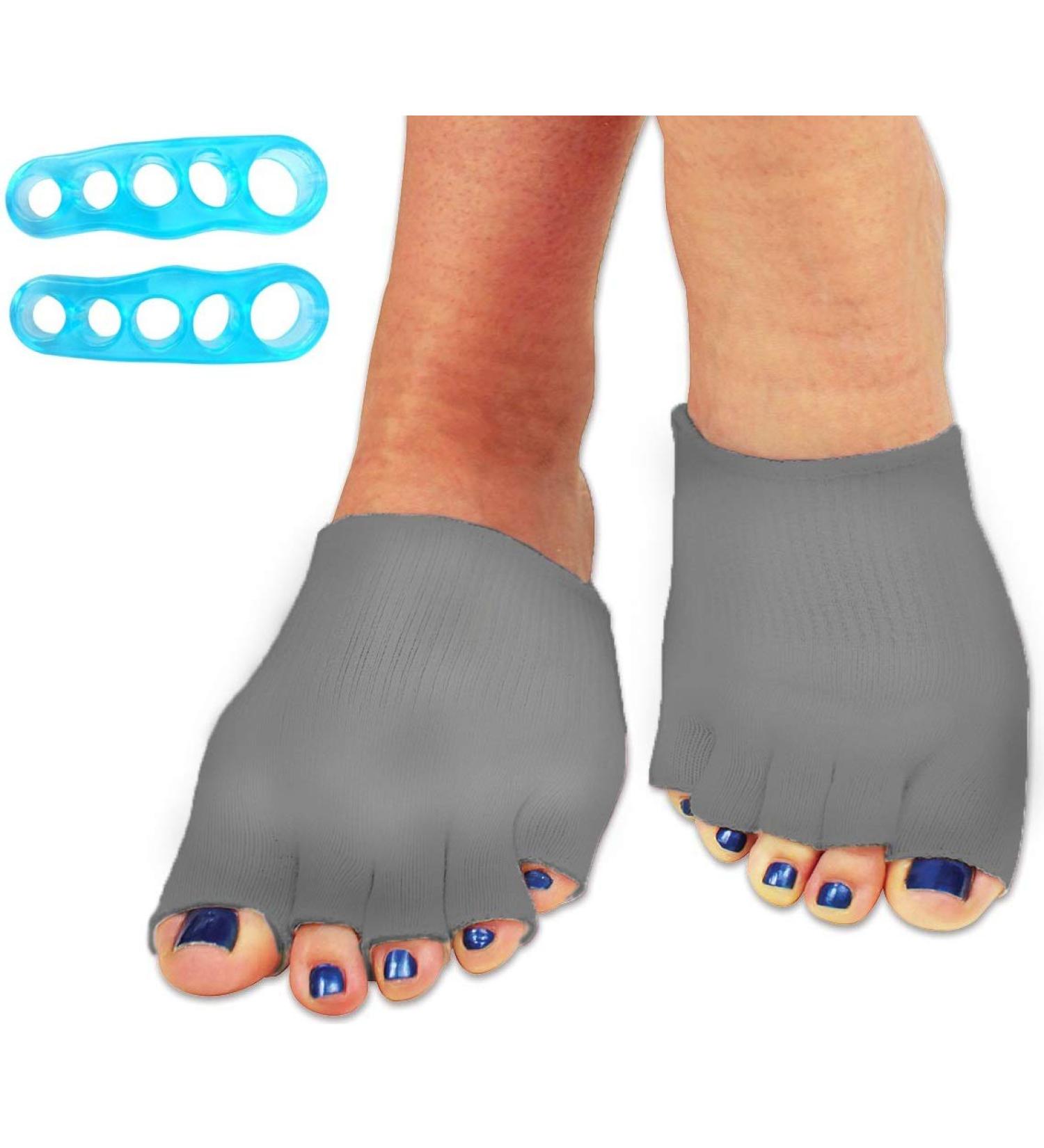 Bcurb Toe Gel-Lined Compression Socks & Silicone Toe Stretcher Spacer - Gray, Medium - Buy Online on GoSupps.com