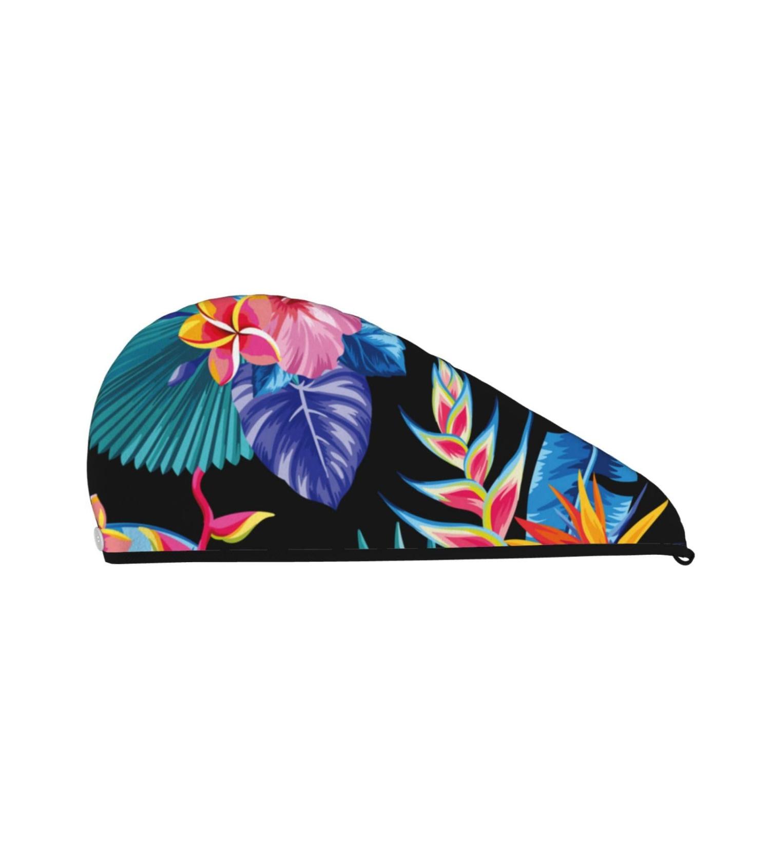 Tropical Palm Leaves Microfiber Hair Towel | Soft Super Absorbent Wrap for Women | Quick Dry Coral Velvet Cap for Long Curly & Thick Hair - Buy Online on GoSupps.com