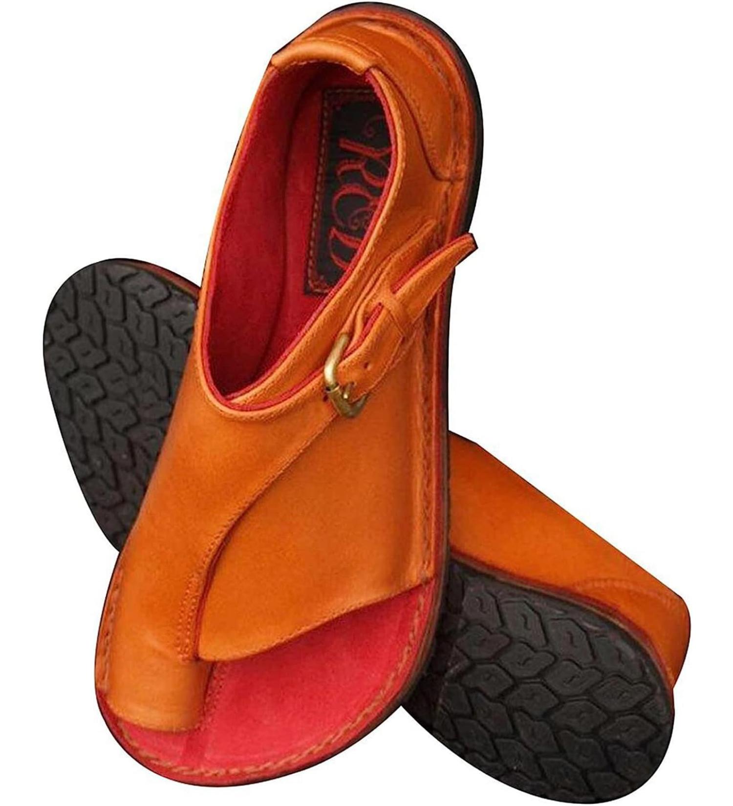 Women Orthopedic Bunion Corrector Sandals | Comfy Platform Flat Sole PU Leather Shoes | Arch Support & Big Toe Bone Correction | Size 39CN | Foot Orthopedic Sandals for Women - Buy Online on GoSupps.com