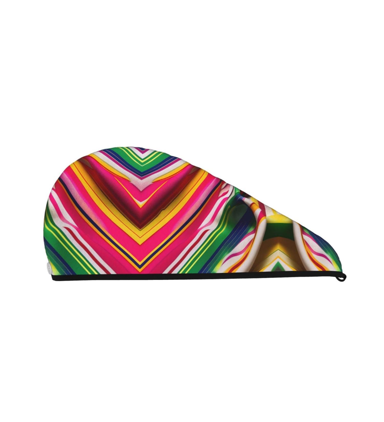 Rainbow Stripe Coral Velvet Dry Hair Cap | Anti-Frizz Cap for Curly Long & Thick Hair - International Shipping - Buy Online on GoSupps.com
