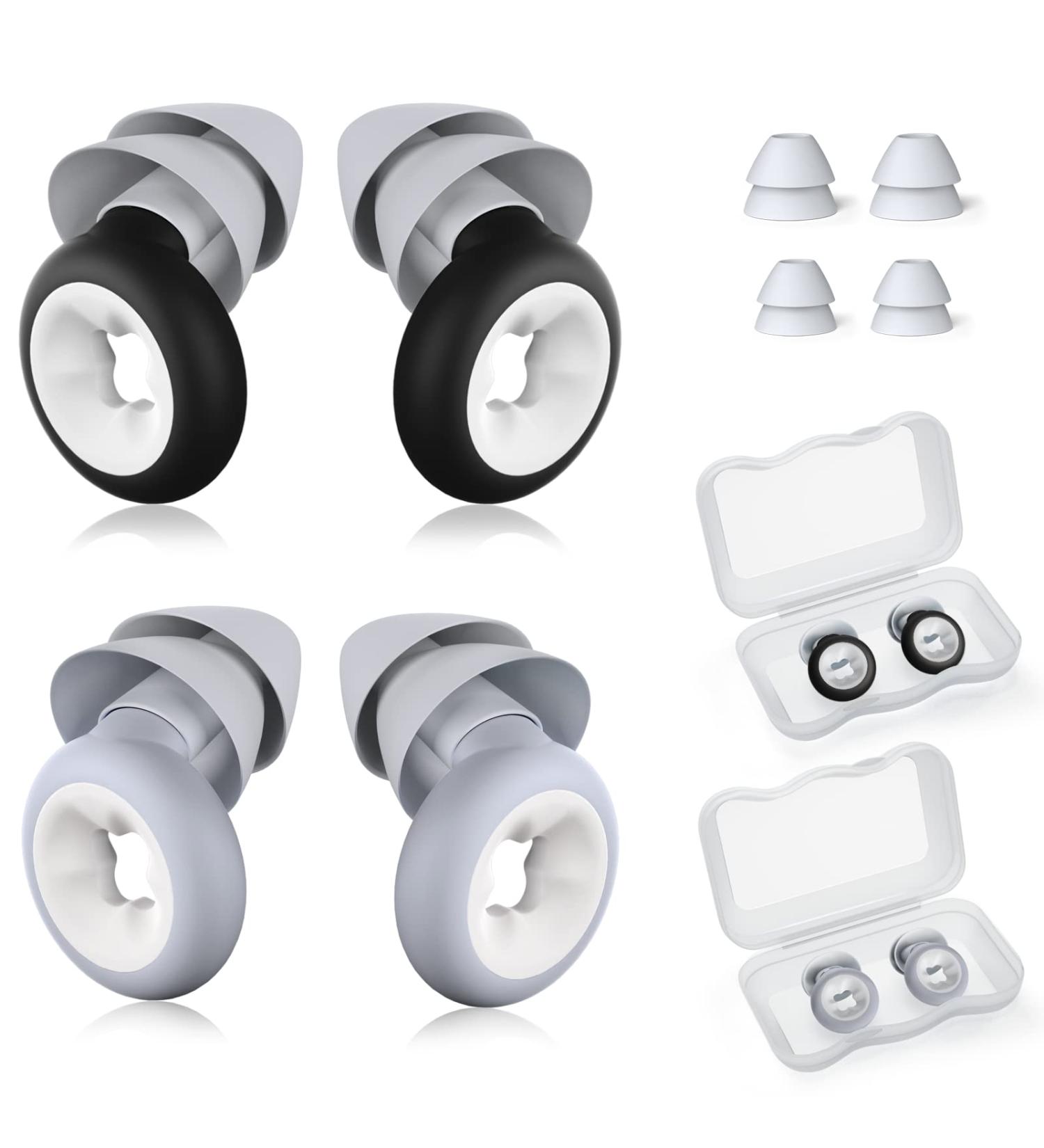 Reusable Silicone Ear Plugs for Noise Reduction - 33dB Noise Cancelling, Waterproof Hearing Protection - 2 Pairs (Black-Grey) - Ideal for Sleeping, Snoring, Work, Concerts, Study - Buy Online on GoSupps.com
