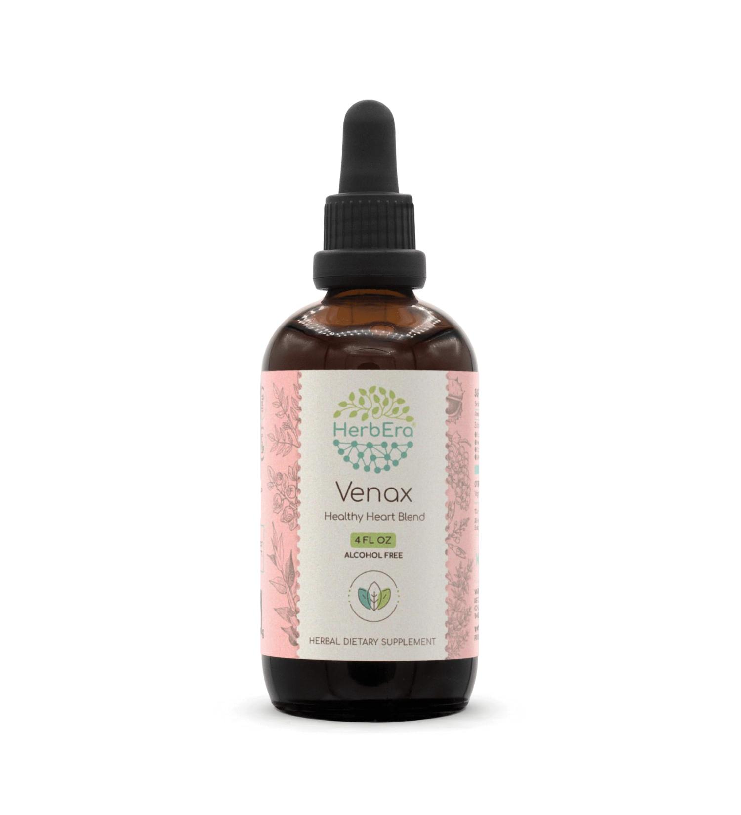 HerbEra Venax B120 Alcohol-Free Extract Tincture, Concentrated Liquid Drops: Butcher's Broom Root, Horse Chestnut Nut, Rosemary Leaf, Prickly Ash Bark, Bilberry Leaf, Grape Seed. Stone Root. 4 Oz 4 Fl Oz (Pack of 1) - Buy Online on GoSupps.com