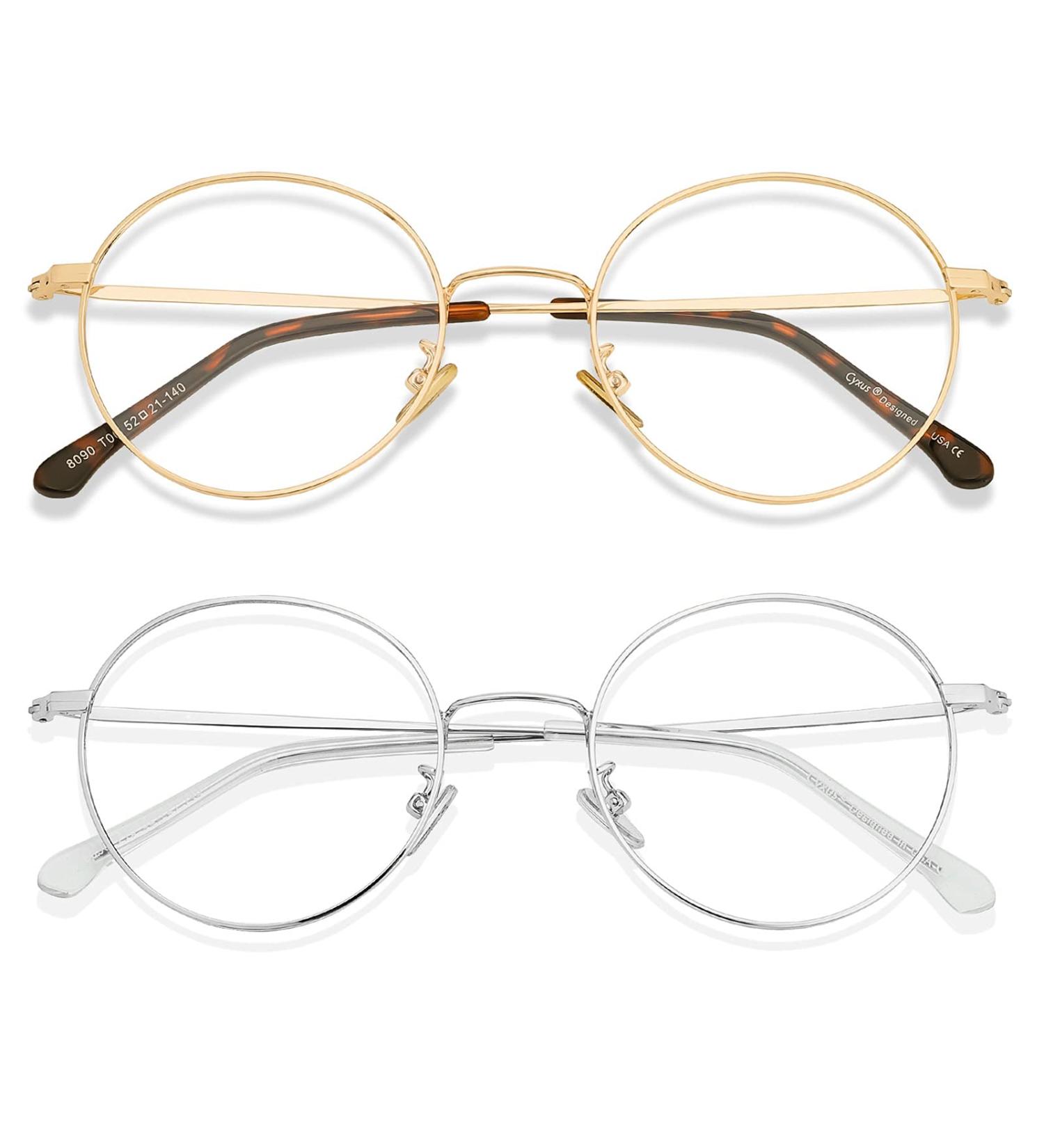 Cyxus Blue Light Filter Glasses - 2 Pack Round Metal Anti-Blue Light for Computer & Phone - Buy Online on GoSupps.com