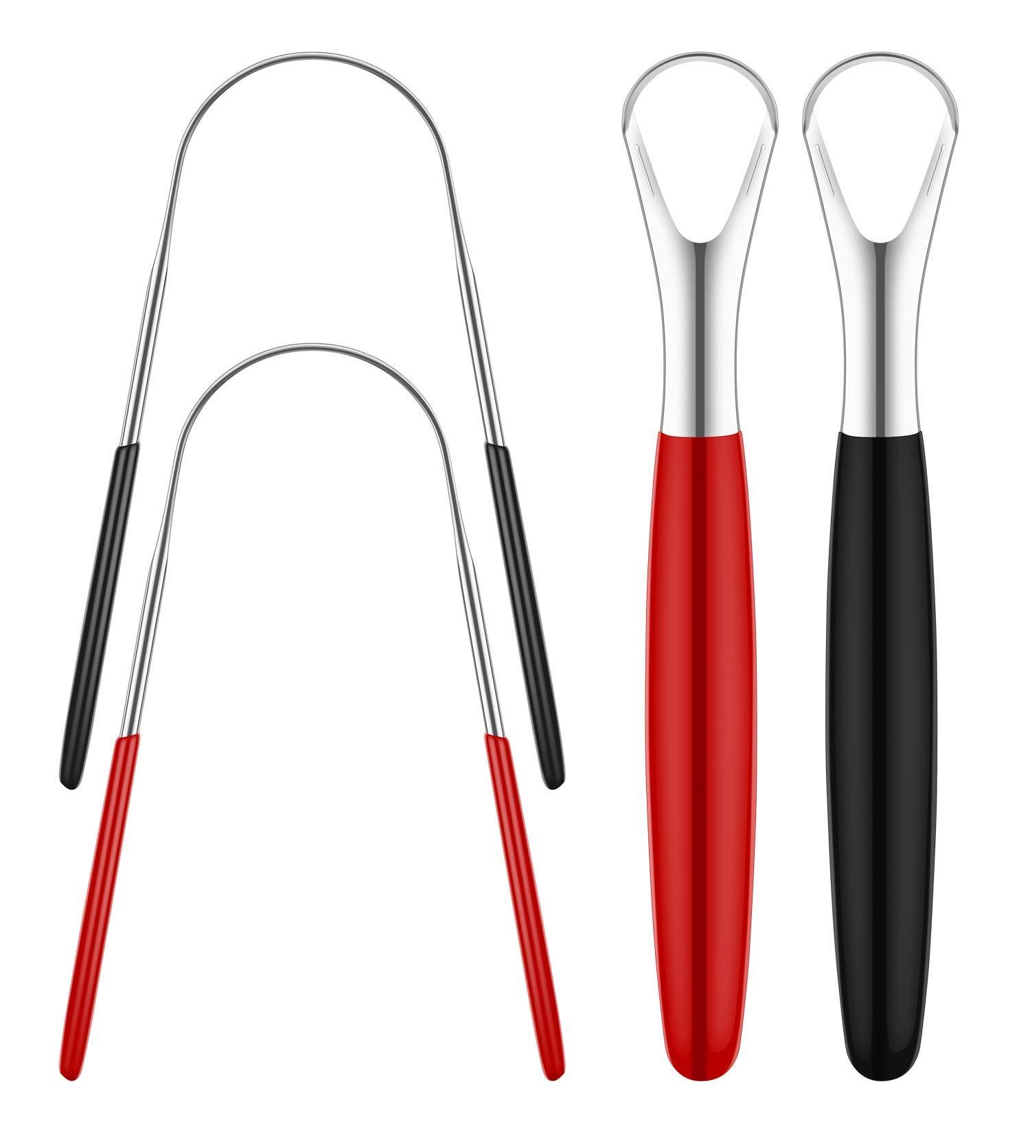 DYHQQ 4-Pack Stainless Steel Tongue Cleaners - U & Straight Shape Tongue Scrapers for Fresh Breath - Buy Online on GoSupps.com