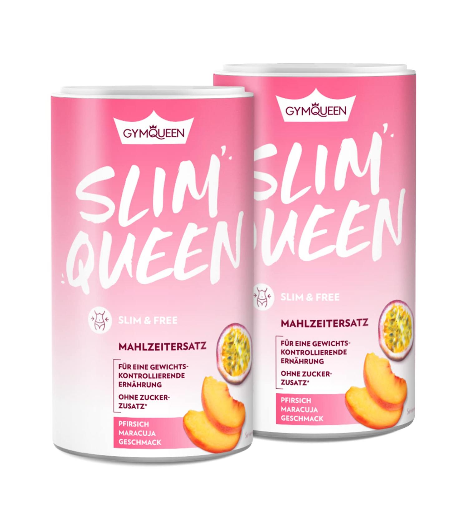 Gymqueen Slim Queen Weight Loss Shake 2x420g - Delicious Peach Maracuja Diet Shake for Easy Weight Loss | 250 kcal per Serving | Nutrient-Rich Meal Set - Buy Online on GoSupps.com