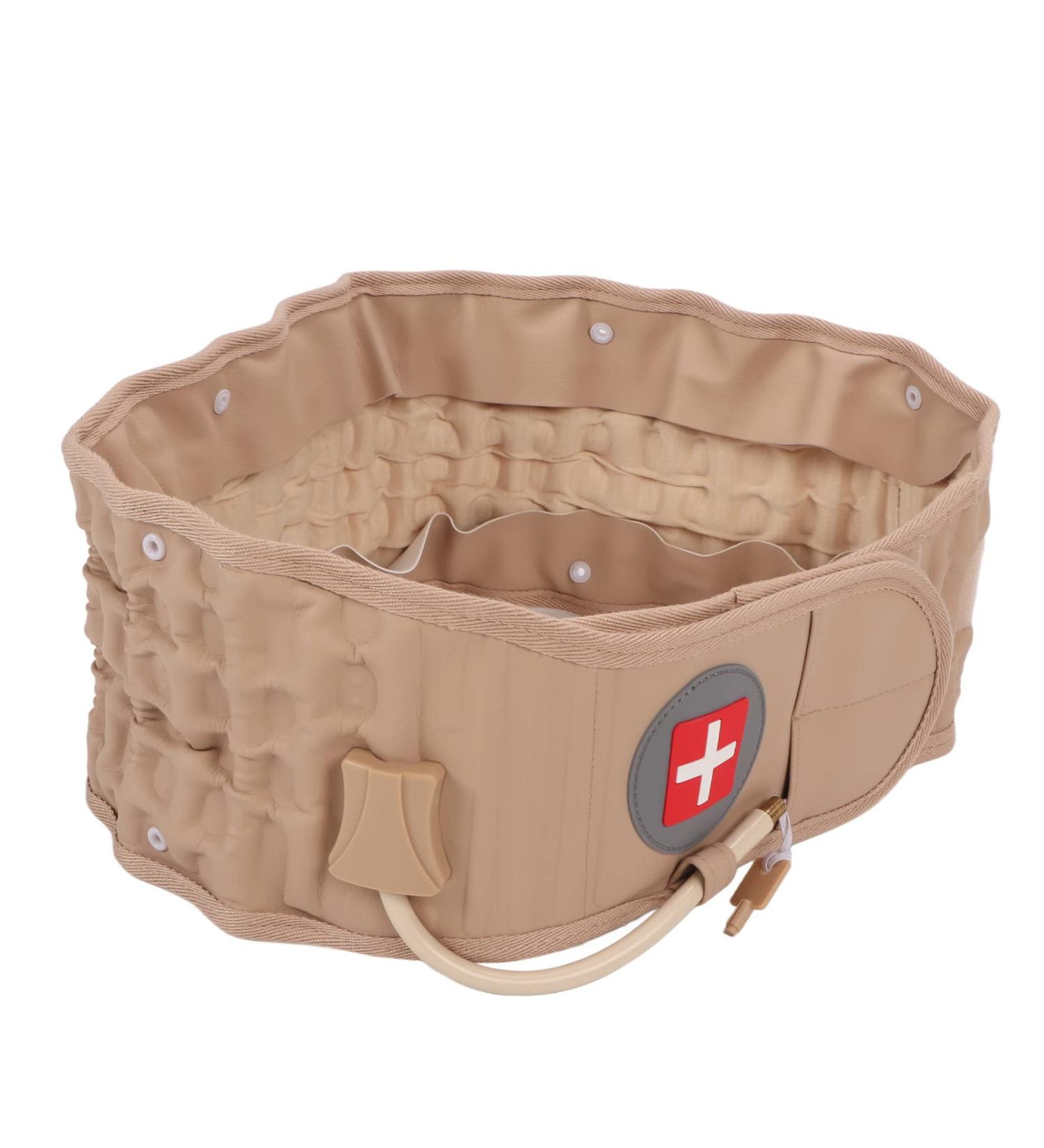Decompression Back Belt | Lumbar Pressure Relief Belt with Inflator for Walking - Khaki - Buy Online on GoSupps.com