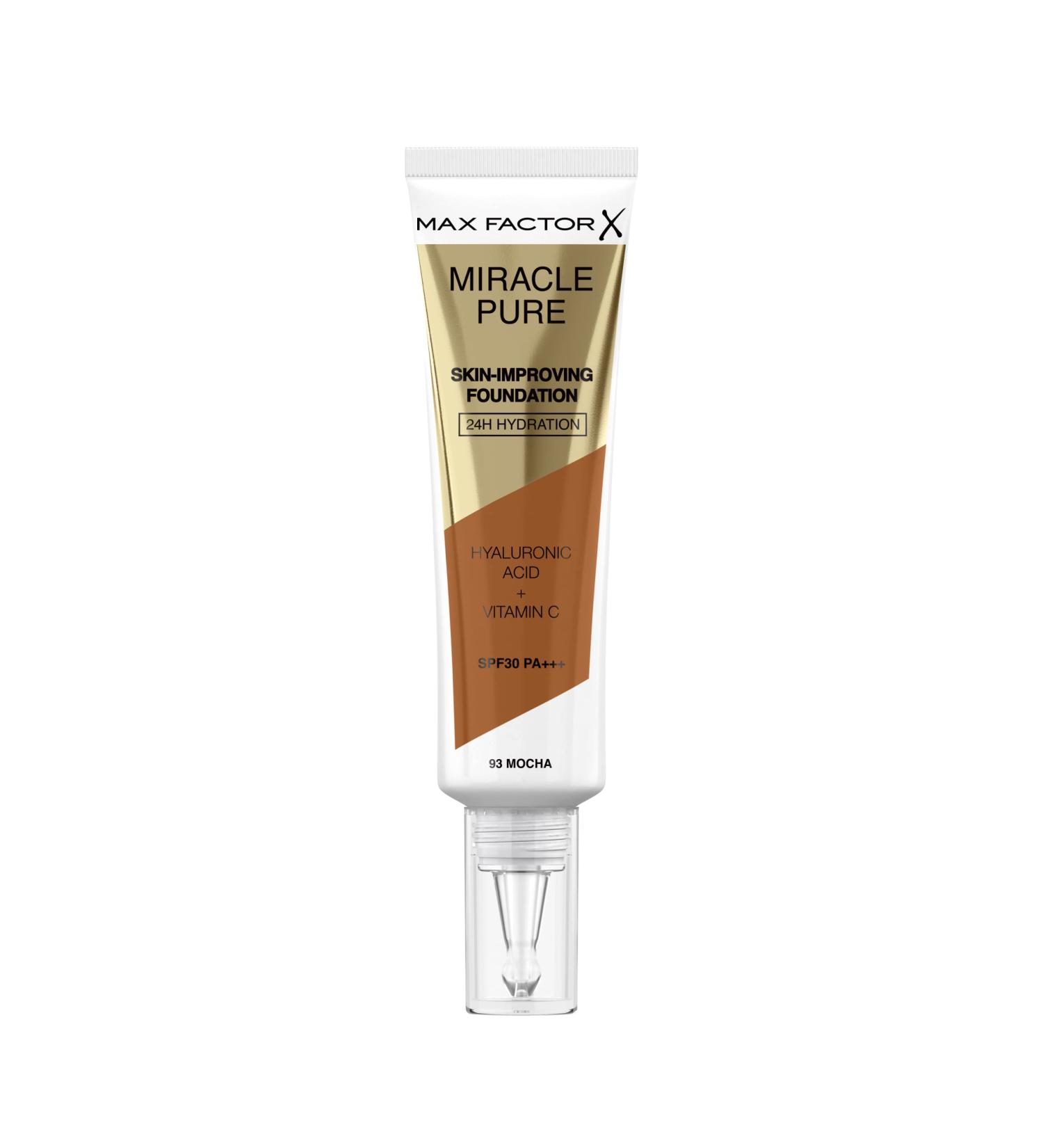Max Factor Miracle Pure Foundation Mocha 93 - Lightweight Coverage for a Flawless Finish - Buy Online on GoSupps.com