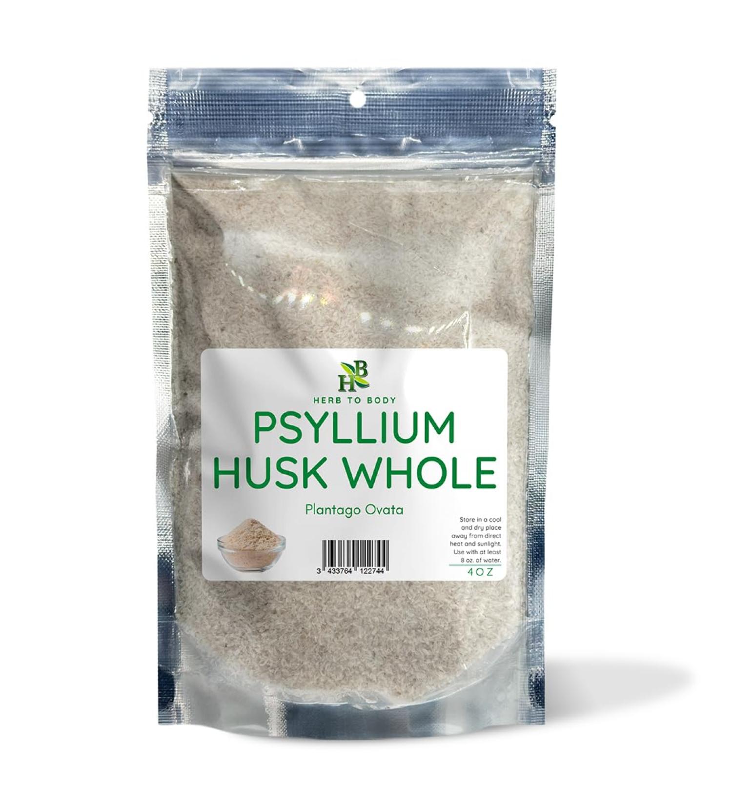 Herb To Body Psyllium Husk Whole | Plantago Ovata | 4oz