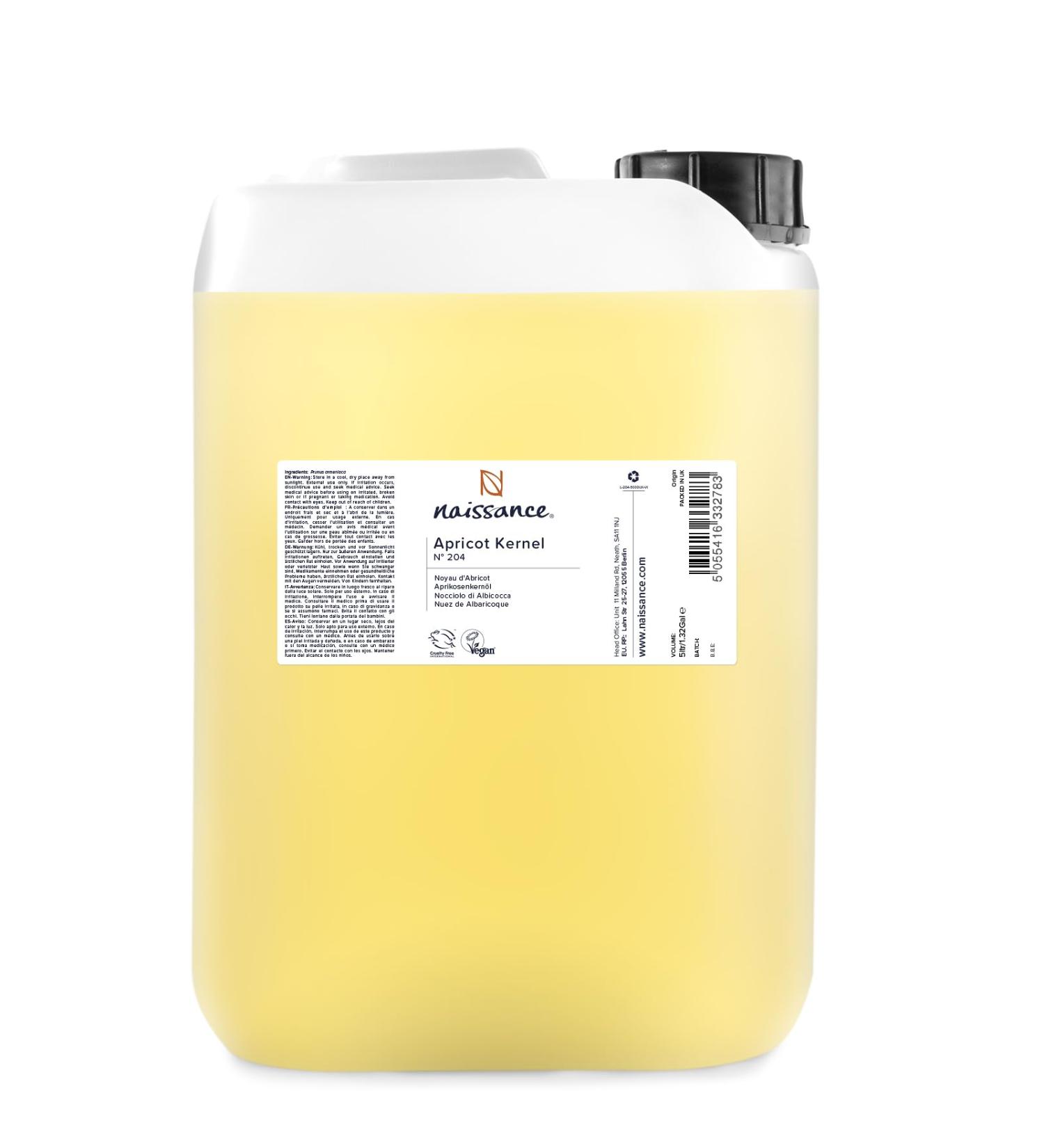 Naissance Apricot Kernel Oil (No. 204) - 5 Litres - Natural Moisturiser for Skin Face Beard Nails Hair Body Scalp - Massage Aromatherapy DIY Beauty Conditioner - Vegan No GMO 5 l (Pack of 1) - Buy Online on GoSupps.com