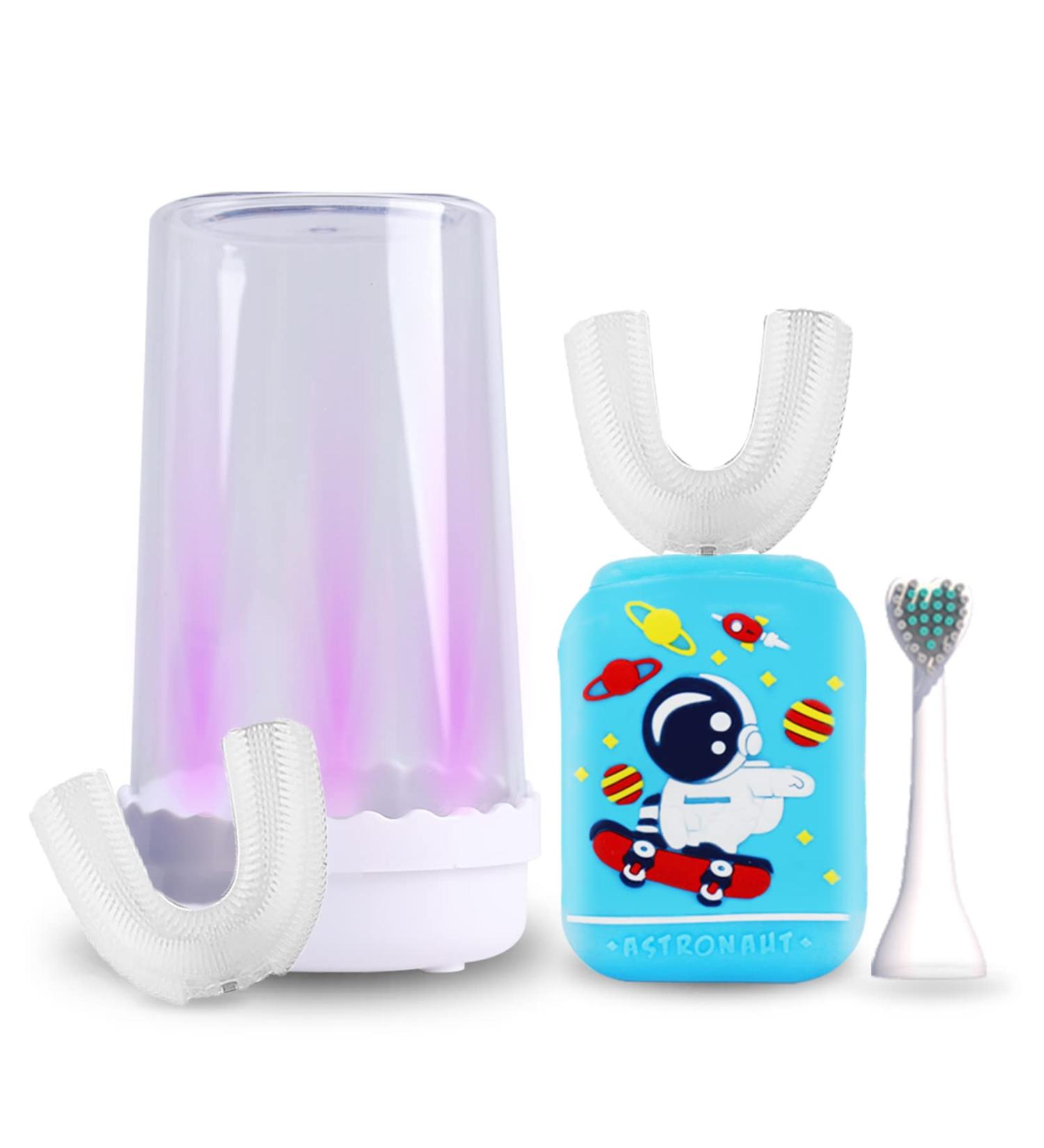 Kids Electric U-Shaped Toothbrush with Wireless Charging | 360 Ultrasonic Automatic Toothbrush for Ages 7-12 | IPX7 Waterproof | 5 Modes | Blue - Buy Online on GoSupps.com