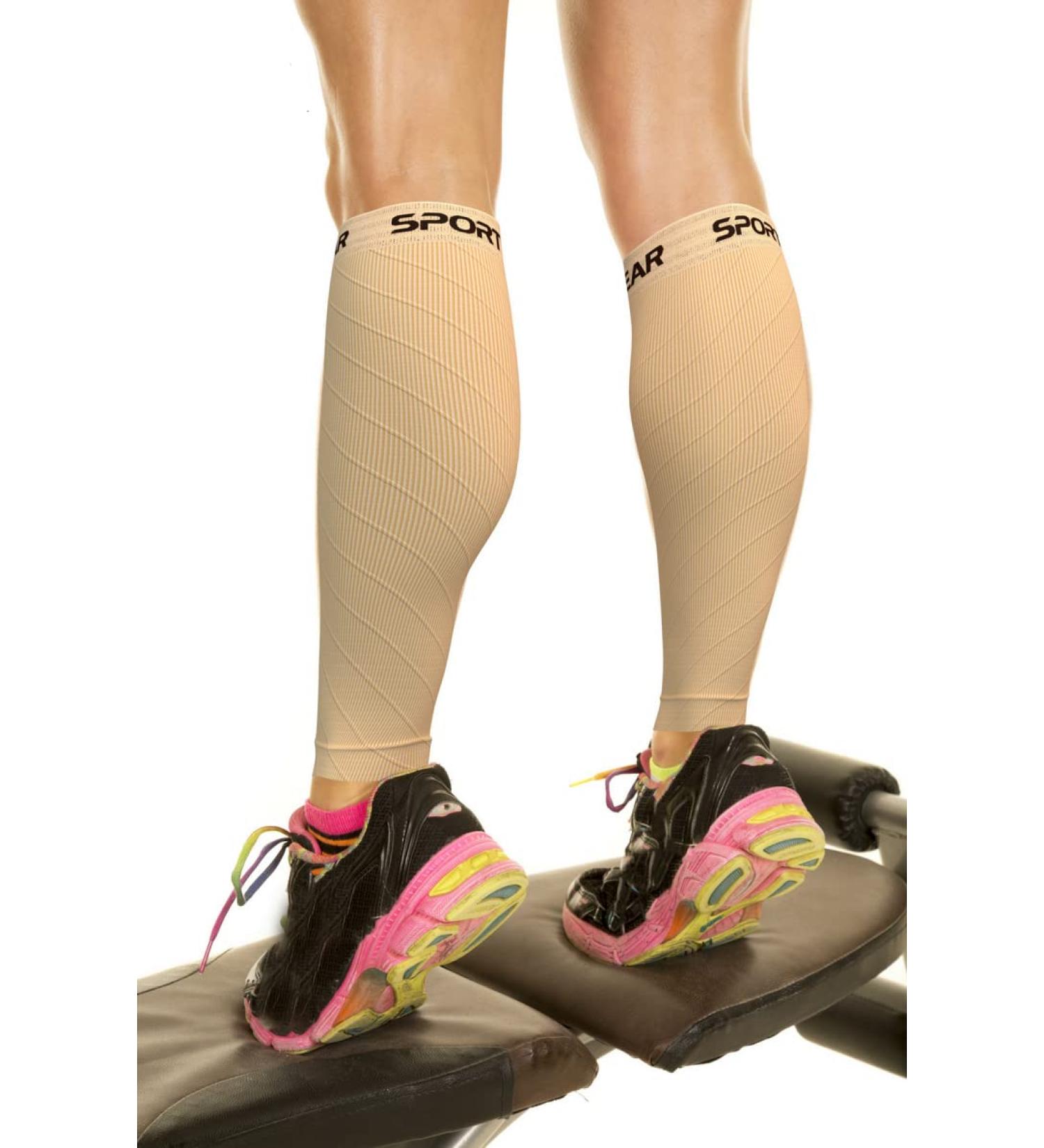 Physix Gear Sport Wade Calf Compression Sleeves for Men & Women | Heavy Leg Support | Faster Recovery | L/XL (14-19) | Nude Beige | 1 Pair - Buy Online on GoSupps.com