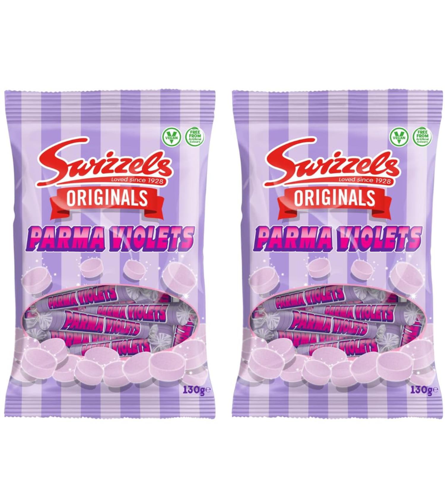 2 Pack x 130g - Originals Parma Violets Candy Canes - Sweets lover's - A Mouthwatering Delicious Candy Treats - Vegan Friendly And Free From Artificial Colours - Sweeten Your Season - Festive Treats