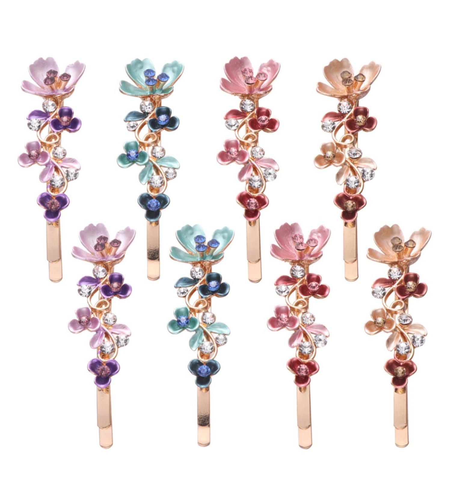minkissy Rhinestones Hairpin Vintage Barrette Bobby Pin Elegant Headdress for Women Girls (blue Pink Purple Coffee Each Two) - Buy Online on GoSupps.com