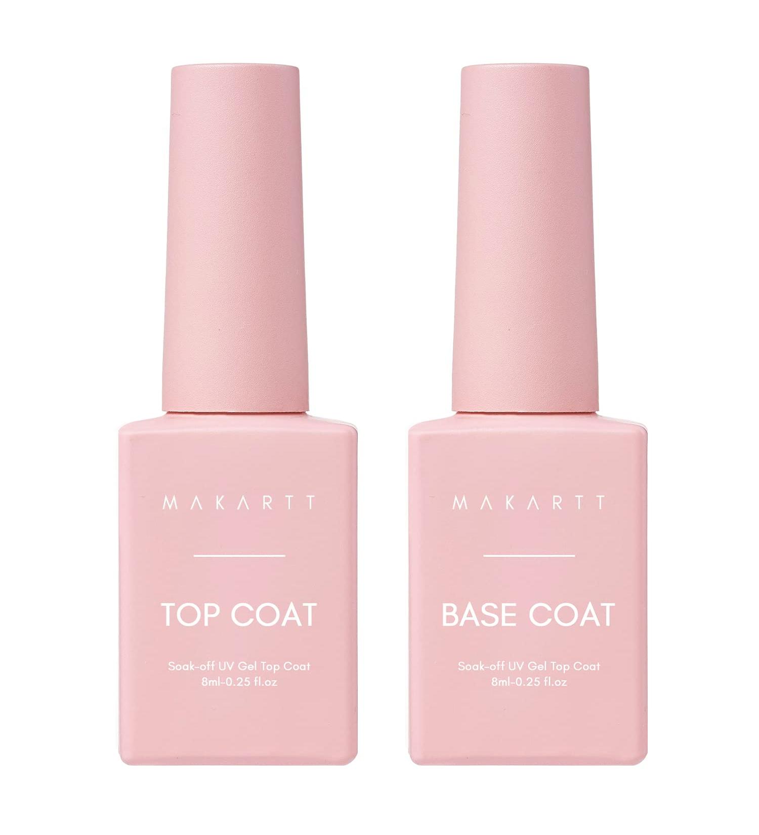 Makartt No Wipe Top and Base Coat Kit - Clear Glossy Gel Polish Set for Acrylic Nails - Stain Resistant UV Primer - 2x 8ml - Buy Online on GoSupps.com
