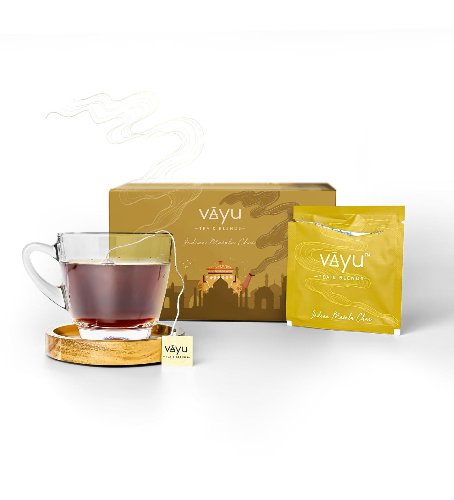 Vayu Indian Masala Chai (100% Assam) - 20 individually wrapped Chai Tea bags - Buy Online on GoSupps.com