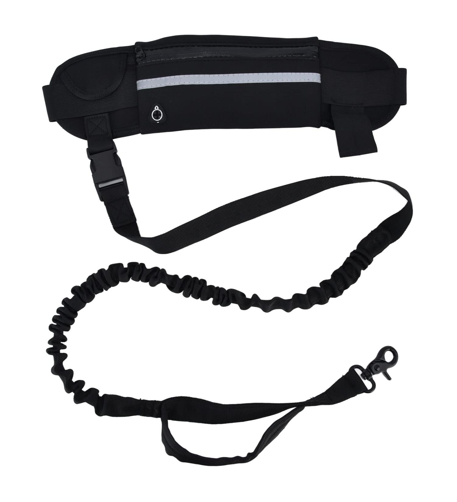 Hands Free Dog Leash with Zipper Pouch Durable Bungee with Reflective Strips Adjustable Waist Belt for Walking Jogging and Running Your Dog(black) - Buy Online on GoSupps.com