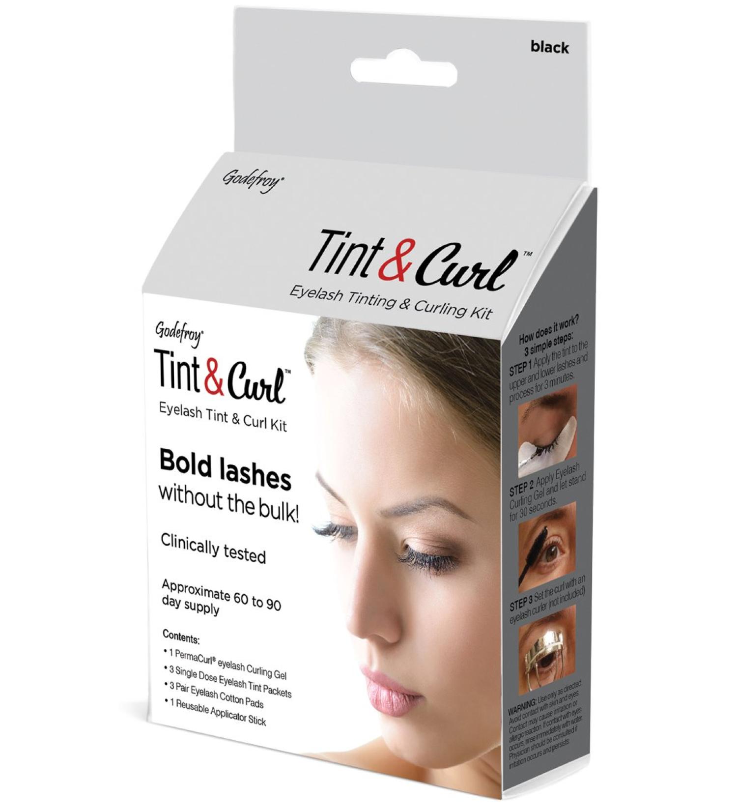 Godefroy Eyelash Tint & Curl For Bold Lashes, 6 Ounce, Black