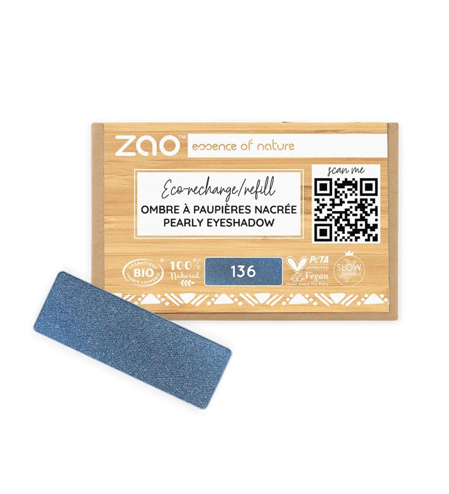 ZAO Eyeshadow pearly refill Night Blue 136