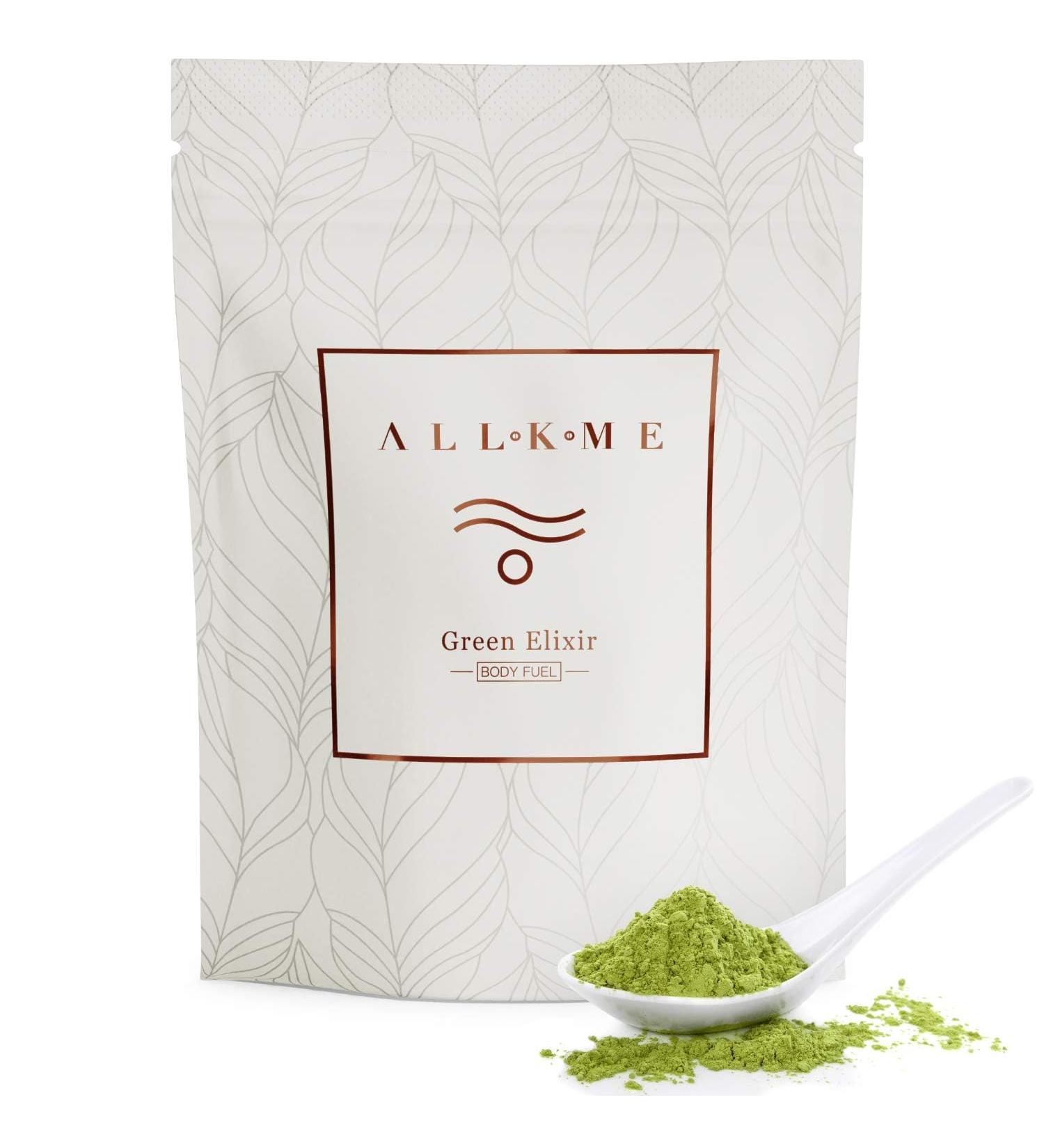 ALLKME Green Elixir Superfood Powder with Probiotics - 30 Superfoods incl. Spirulina & Wheatgrass - 30 Servings, 100% Natural - Buy Online on GoSupps.com