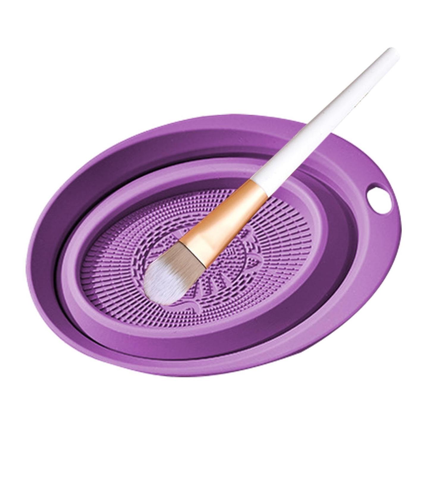 Makeup Brush Cleaner Mat | Cosmetic Makeup Brush Cleaner Bowl | Portable Silicone Makeup Brush Cleaner Washing Tools for Girls and Women Kot-uk Purple - Buy Online on GoSupps.com