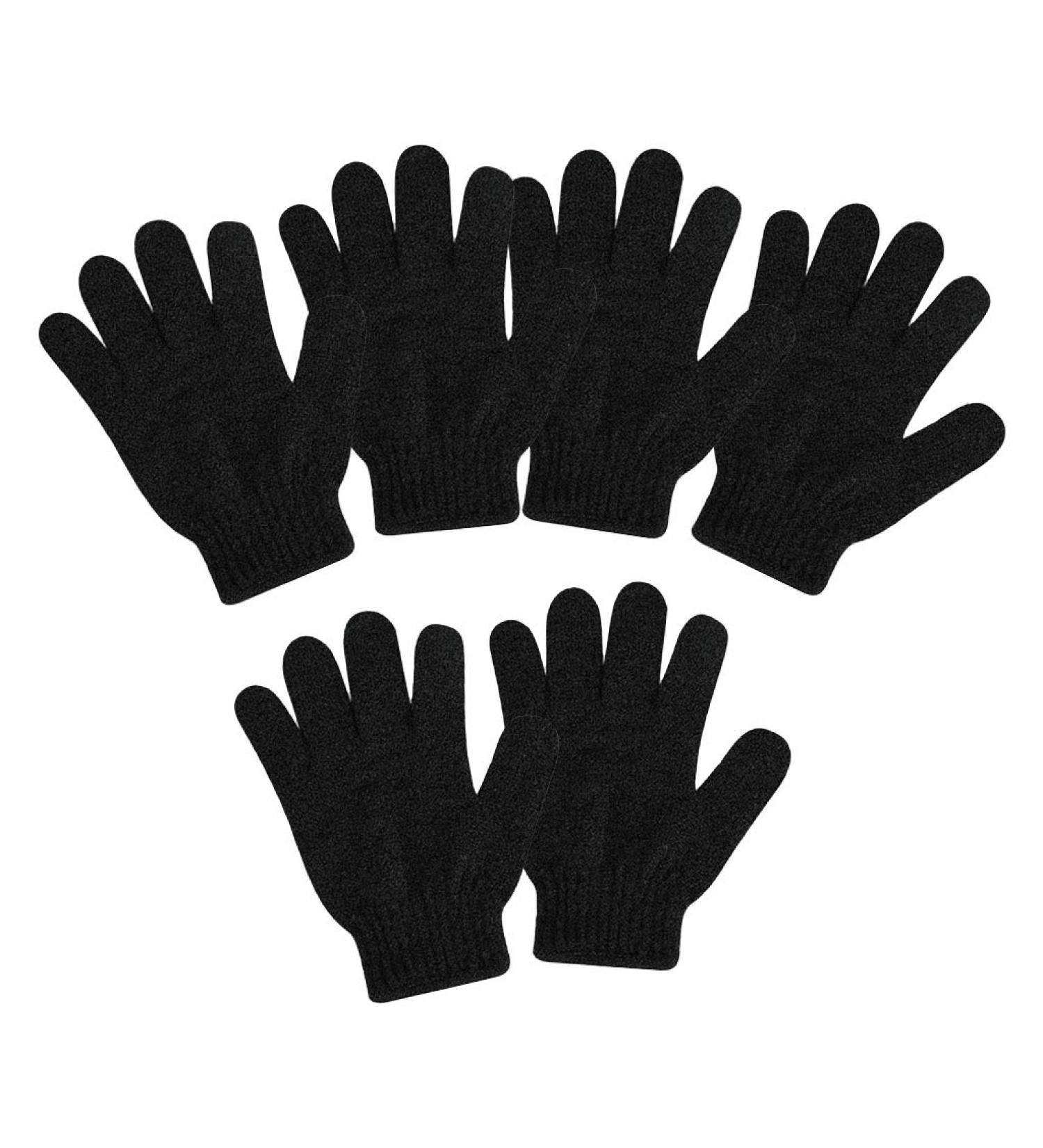 Almencla Set of 6 Black Massage & Shower Gloves - Exfoliating Peeling Scrubber for Ultimate Relaxation - Buy Online on GoSupps.com
