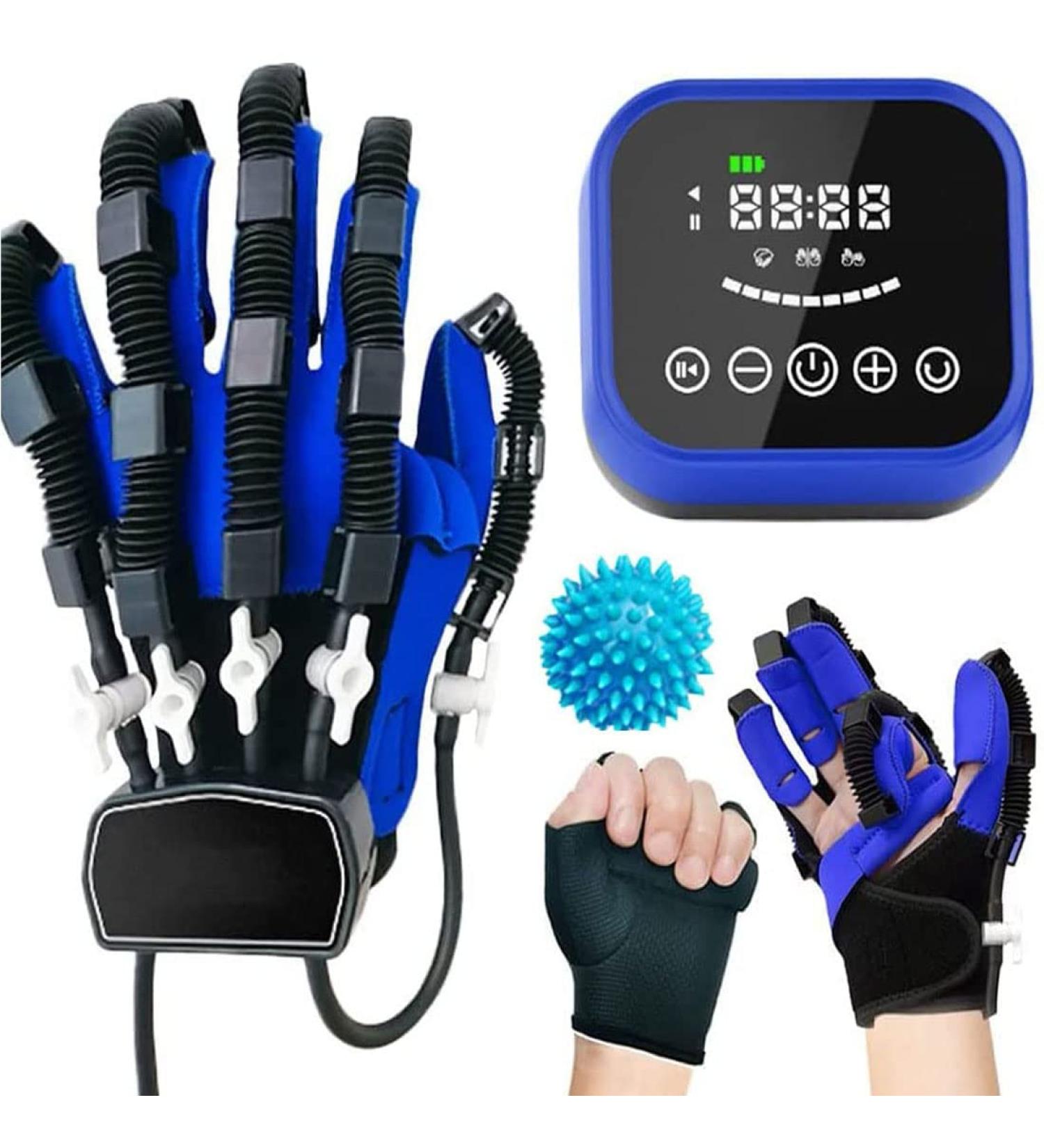 2022 New Rehabilitation Robot Gloves Stroke Hemiplegia Finger Training Device Finger Orthosis for Dementia Arthritis Stroke Hemiplegia Patient(Size:L Color:Blue Left) - Buy Online on GoSupps.com