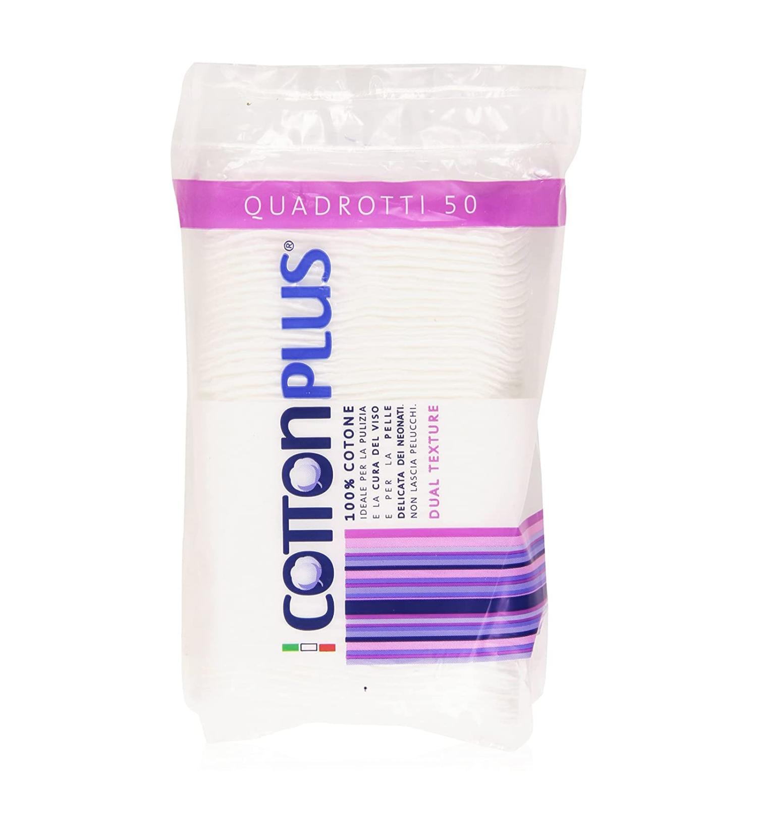 Shop Cotton Plus Quadrotti Cotton Pads - 100% Hydrophilic Cotton Double Texture 50 Pads - Premium Quality for Sensitive Skin | International Shipping Available - Buy Online on GoSupps.com