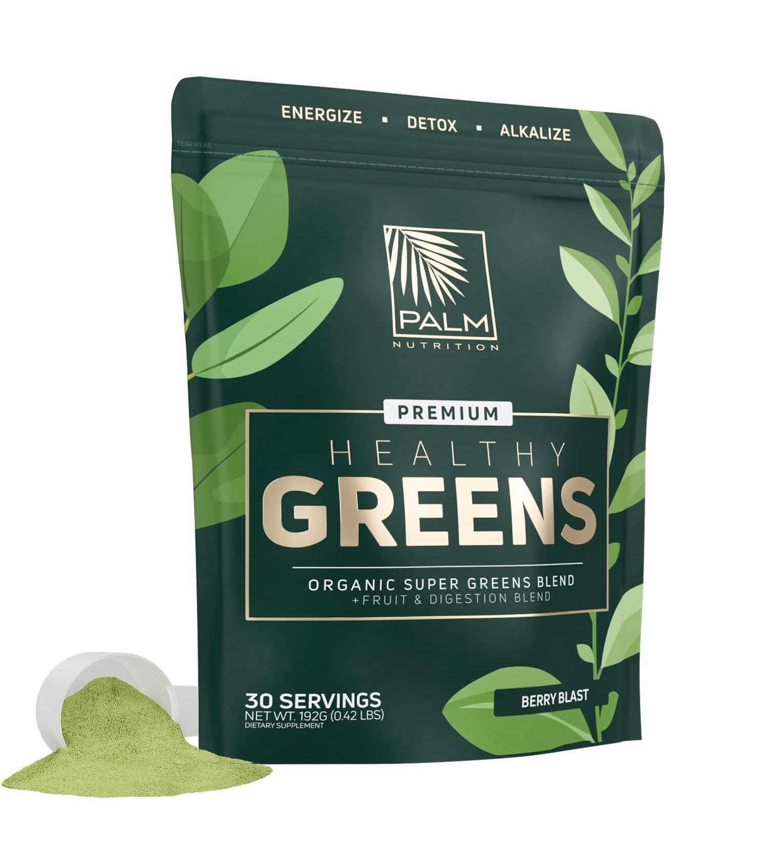 Organic Superfood Powder (Berry Blast) - Premium Blend with Ashwagandha, Spirulina & Antioxidants for Energy, Detox & Alkalizing | Healthy Greens Drink | 30 Servings - Buy Online on GoSupps.com