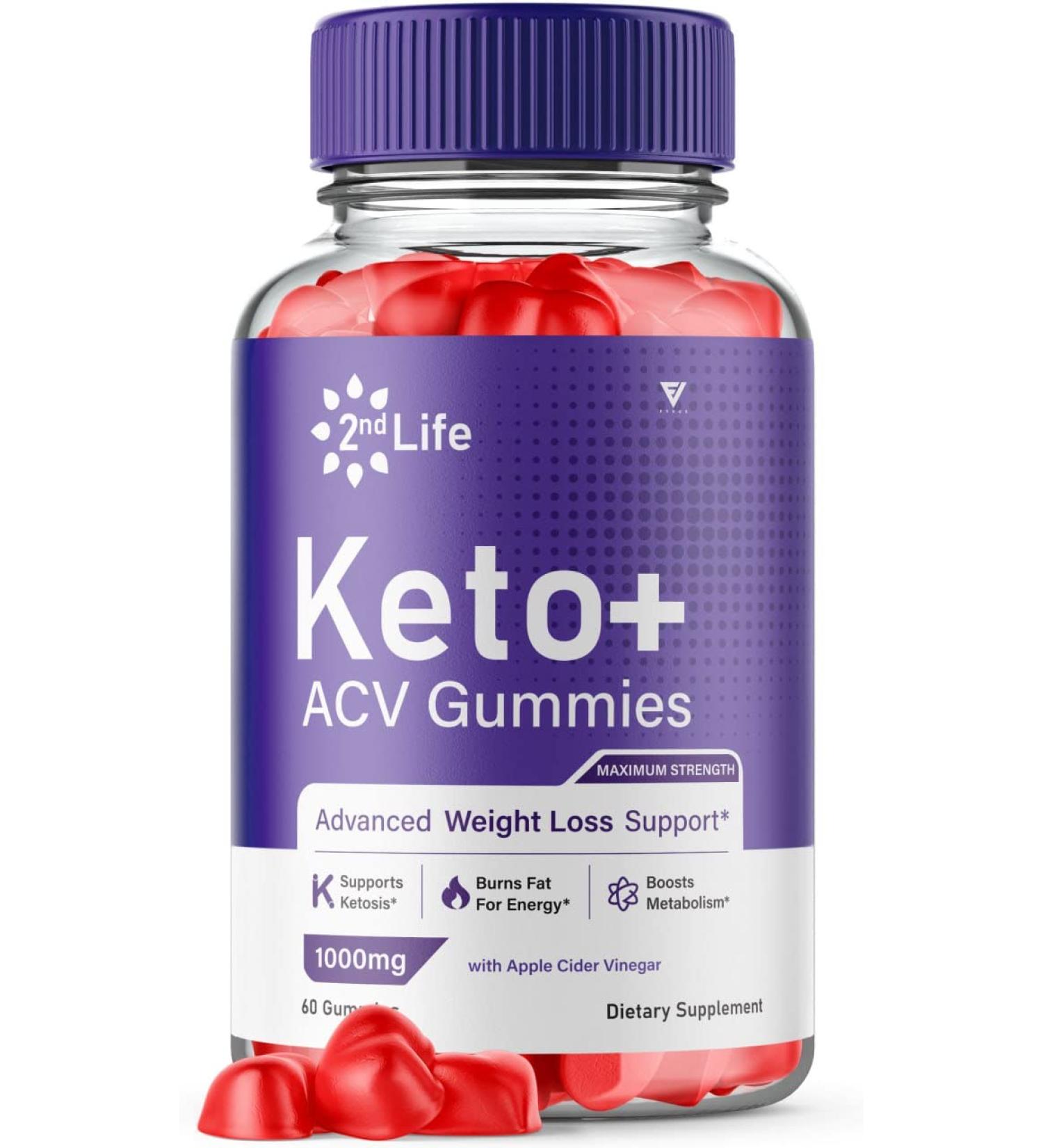 2nd Life Keto ACV Gummies - Advanced Weight Loss Formula with Apple Cider Vinegar - 60 Gummies - Buy Online on GoSupps.com