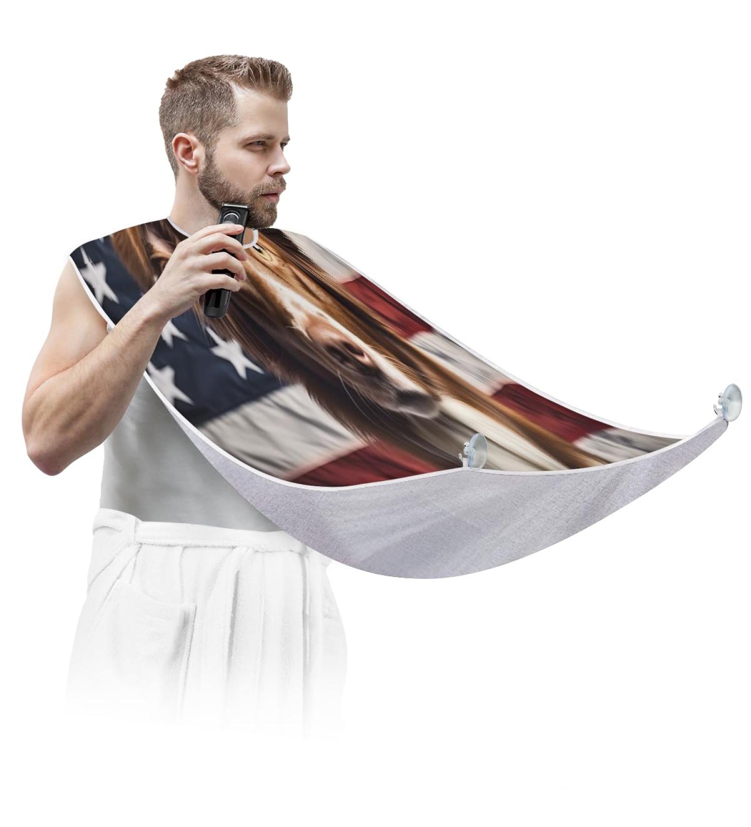 Beard Bib Apron | Flag Dog Beard Hair Catcher for Men | Ideal Father's Day & Anniversary Gift | Beard Bib with 2 Suction Cups - Buy Online on GoSupps.com