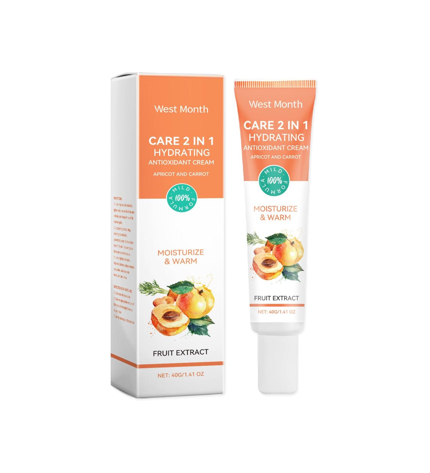 2-in-1 Hydrating Antioxidant Face Cream with Apricot & Carrot Extract Daily Moisturizer for Nourishing and Protecting Skin Lightweight Formula for All Skin Types 1.41 oz - Buy Online on GoSupps.com
