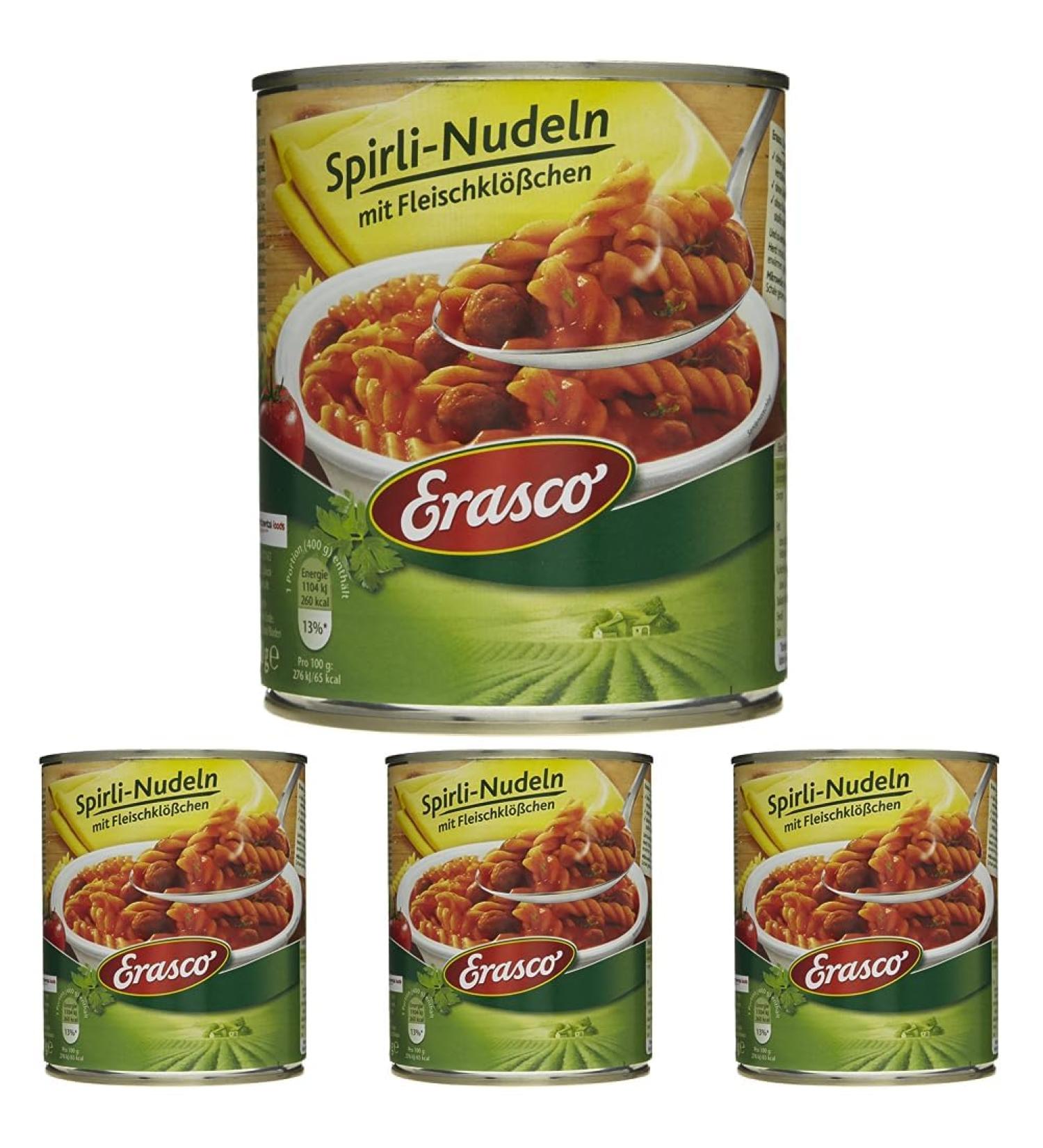 Erasco Spirli Pasta with Meatballs - 800g Can (Pack of 4) | International Shipping Available - Buy Online on GoSupps.com