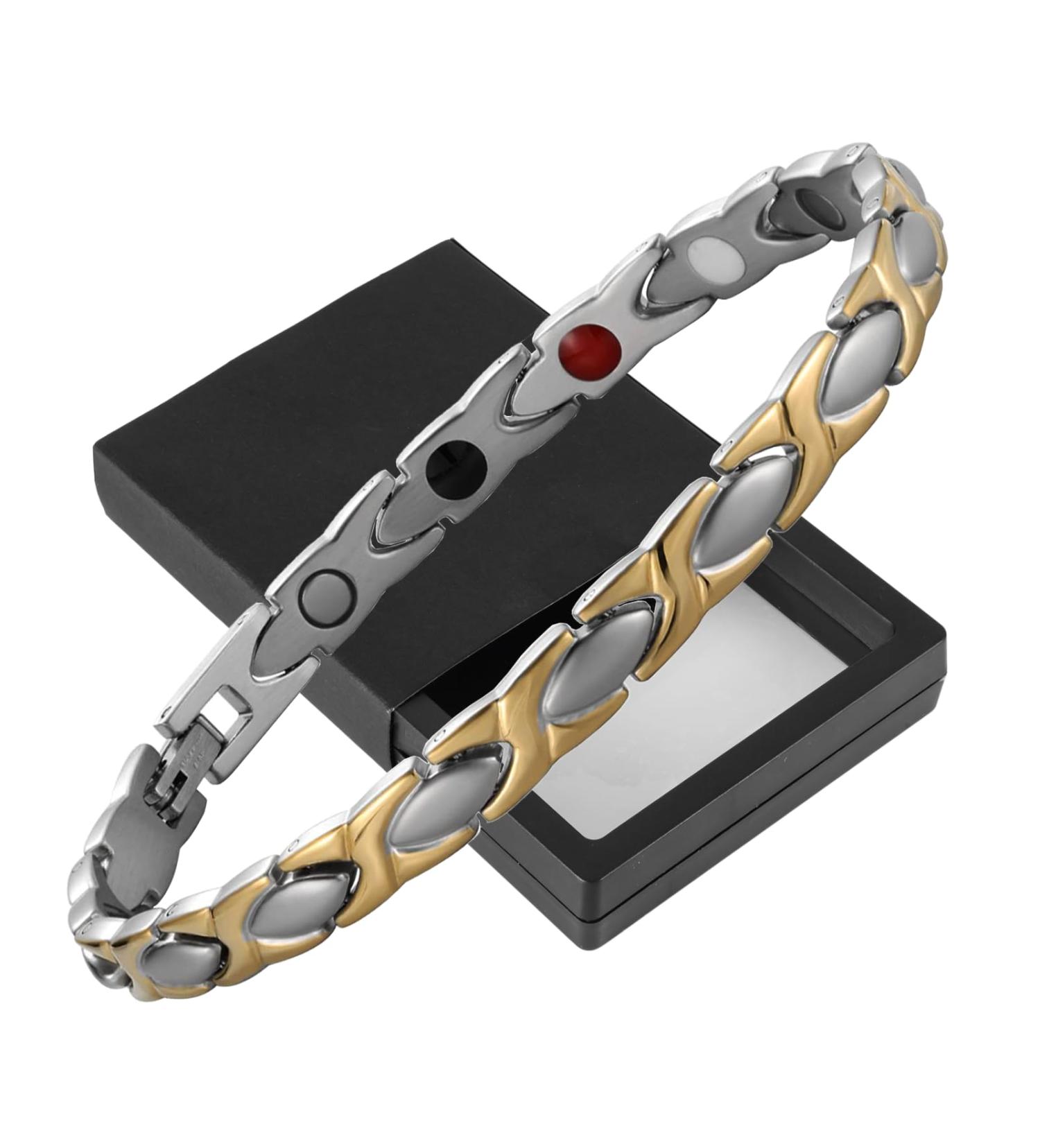 Yinox Magnet Therapy Schmuck f r Frauen | Magnetisches Schmuckst ck zur Linderung von Arthritis & Migr ne - Gold - Buy Online on GoSupps.com