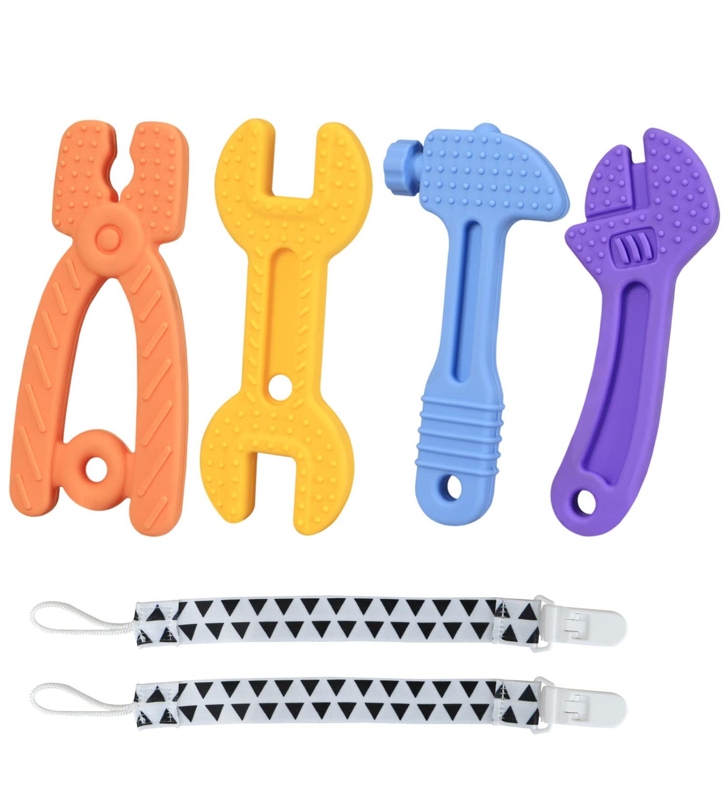 Haili Baby Teething Toys for 0-6 Months & 6-12 Months | BPA Free Silicone Molar Teether | Freezer Safe | Hammer Wrench Spanner Pliers Shape | Baby Boy Toys - Buy Online on GoSupps.com