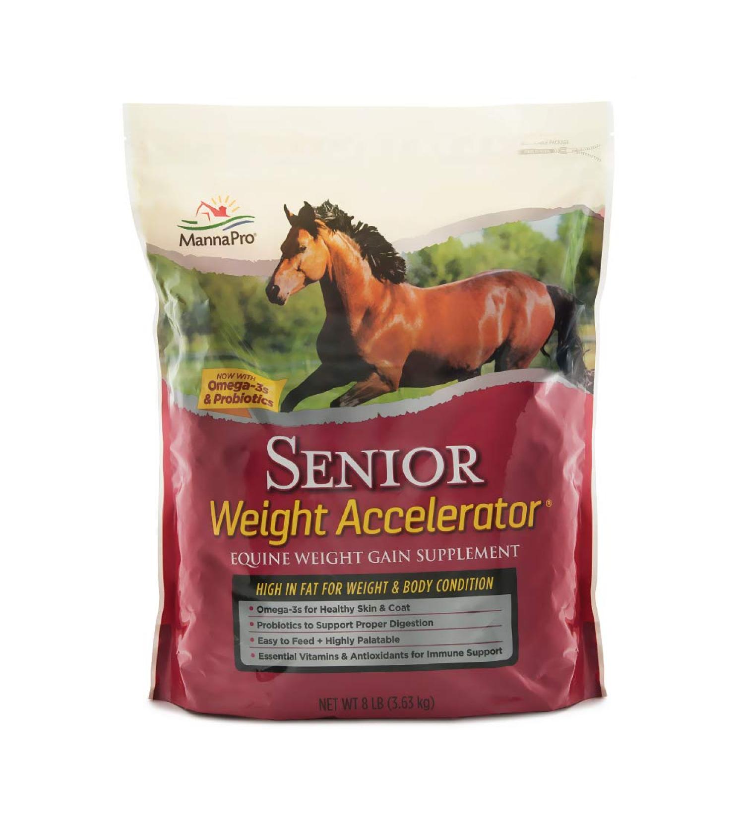Manna Pro Weight Accelerator for Senior Horses - 8 lbs with Omega 3 & Probiotics - Buy Online on GoSupps.com